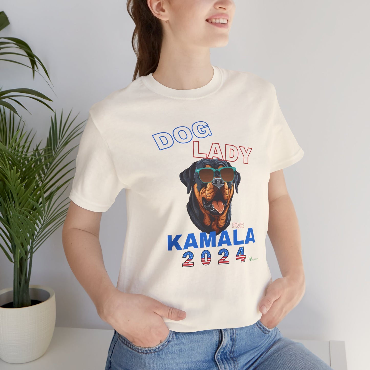 Dog Lady For Kamala Jersey Tee- Rottie, One-Sided Design