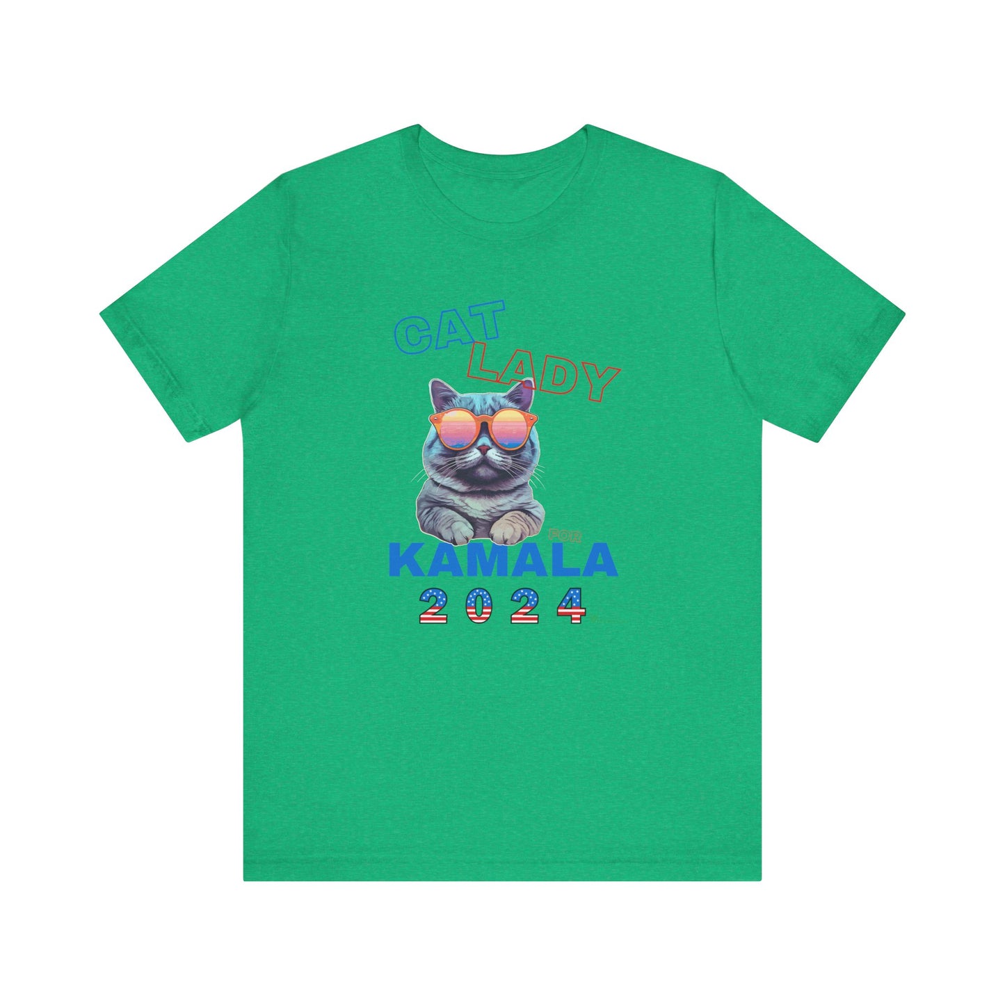 Cat Lady For Kamala Jersey Tee- Gray Cat, One-Sided Design