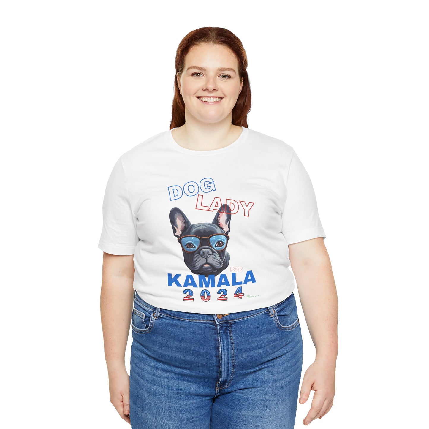 Dog Lady For Kamala Jersey Tee- Frenchie, One-Sided Design