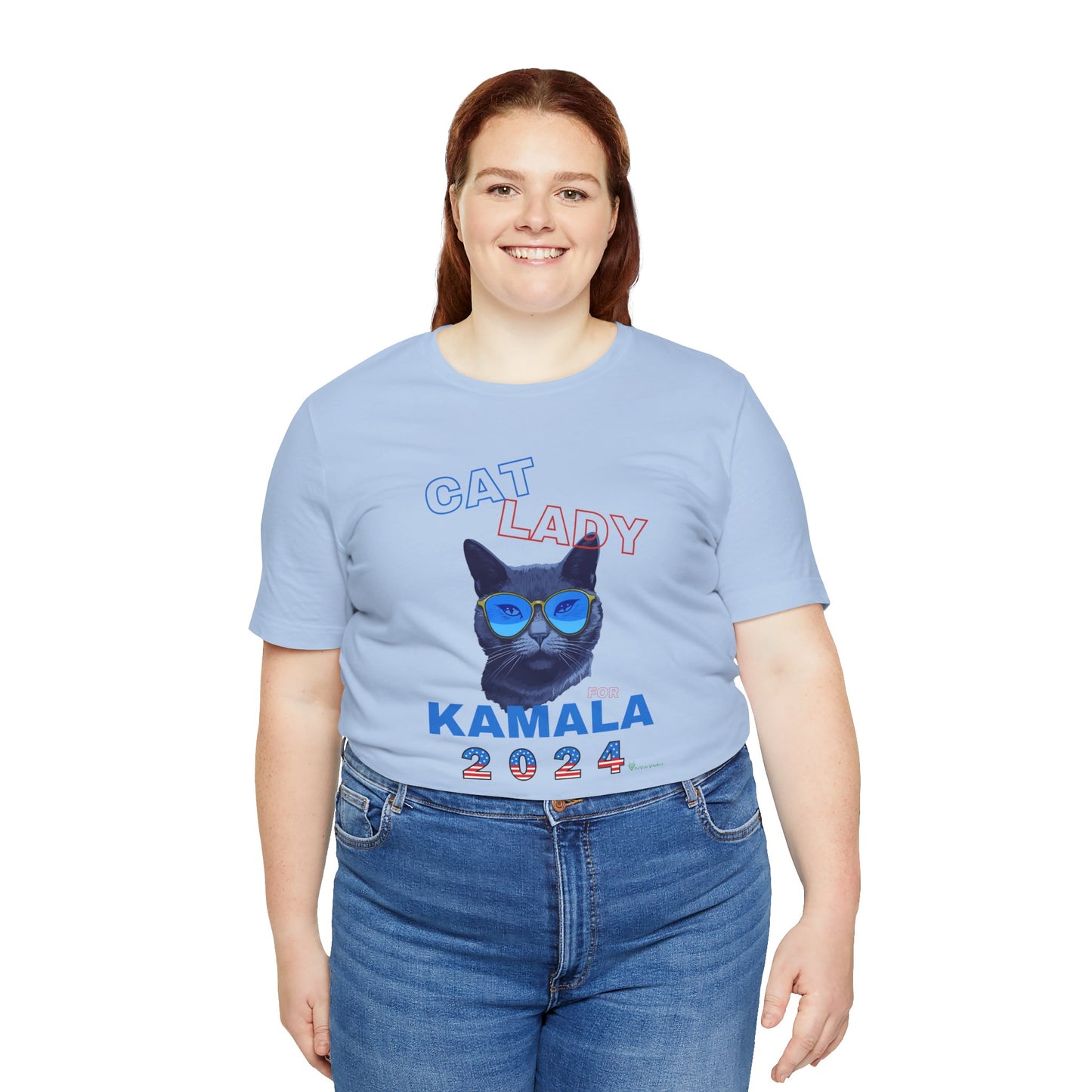 Cat Lady For Kamala Jersey Tee- Black Cat, One-Sided Design