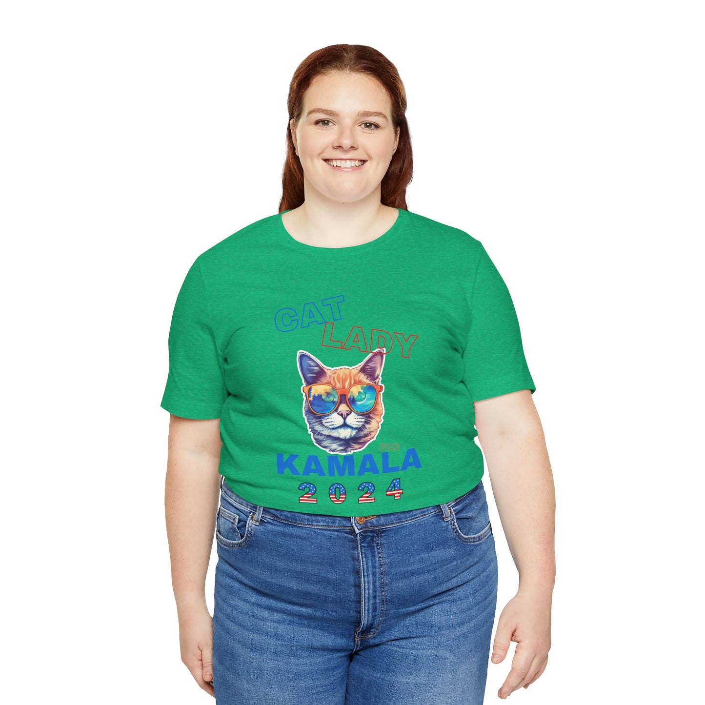 Cat Lady For Kamala Jersey Tee- Orange Tabby #2, One-Sided Design