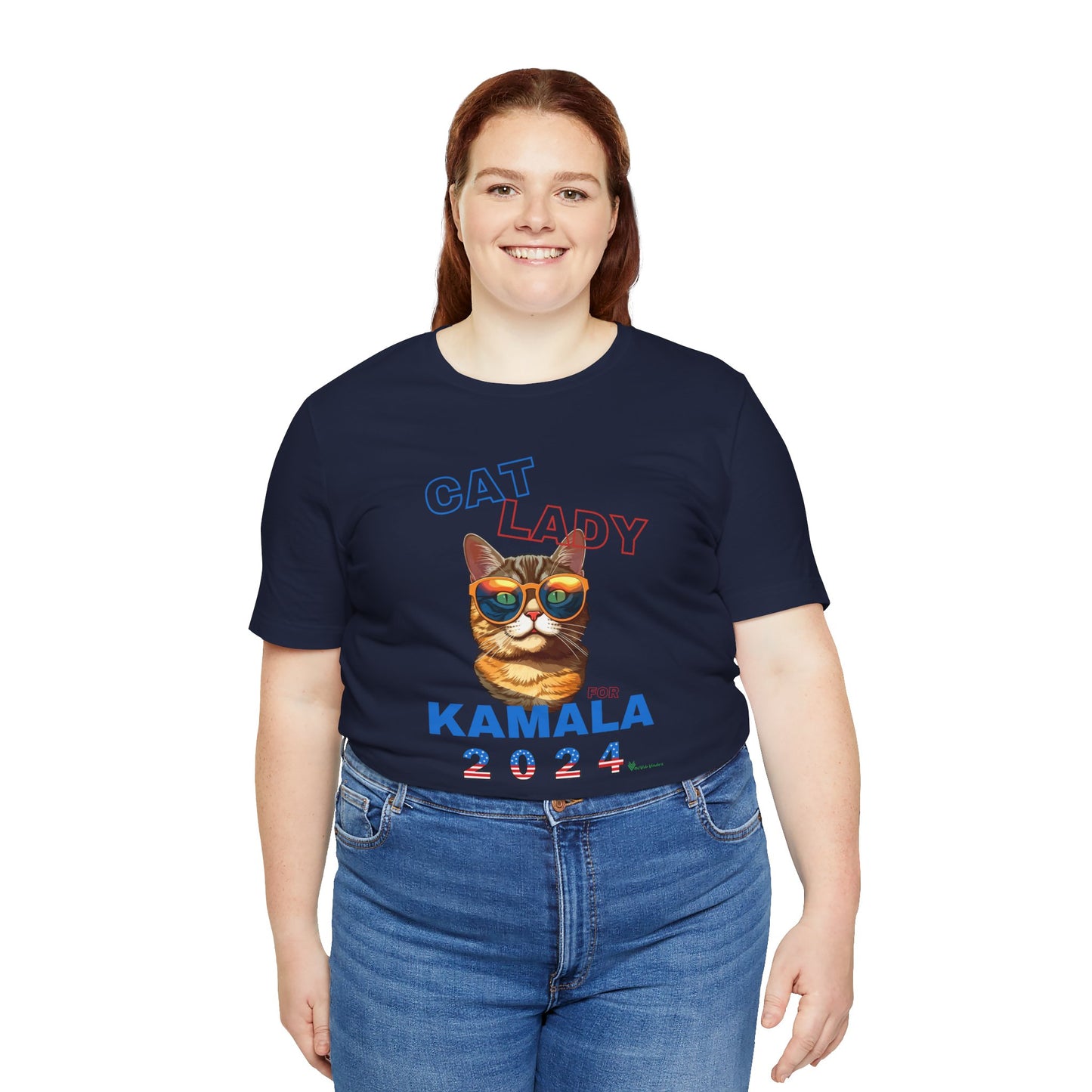 Cat Lady For Kamala Jersey Tee- Orange Tabby #1, Double-Side Design