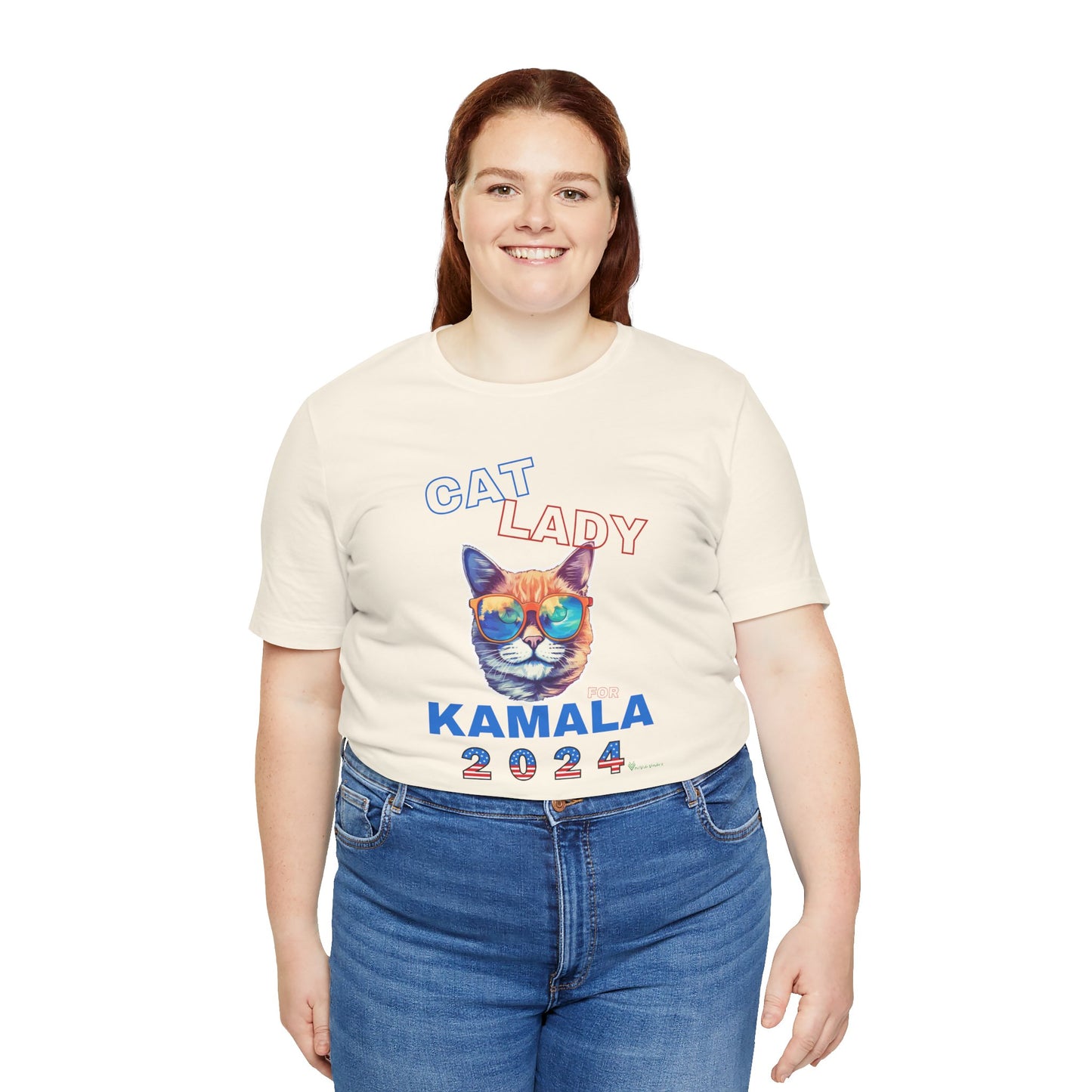 Cat Lady For Kamala Jersey Tee- Orange Tabby #2, One-Sided Design