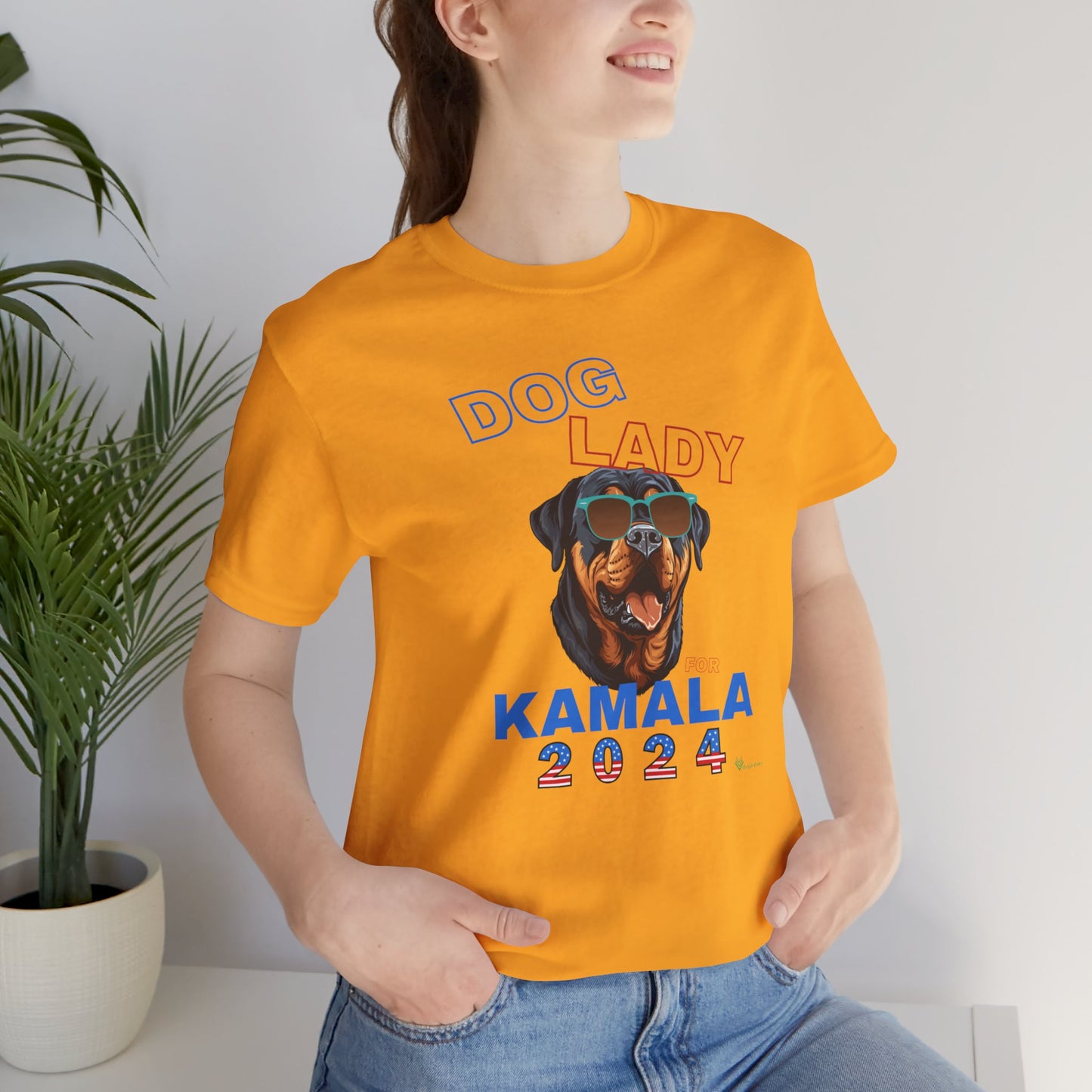 Dog Lady For Kamala Jersey Tee- Rottie, One-Sided Design