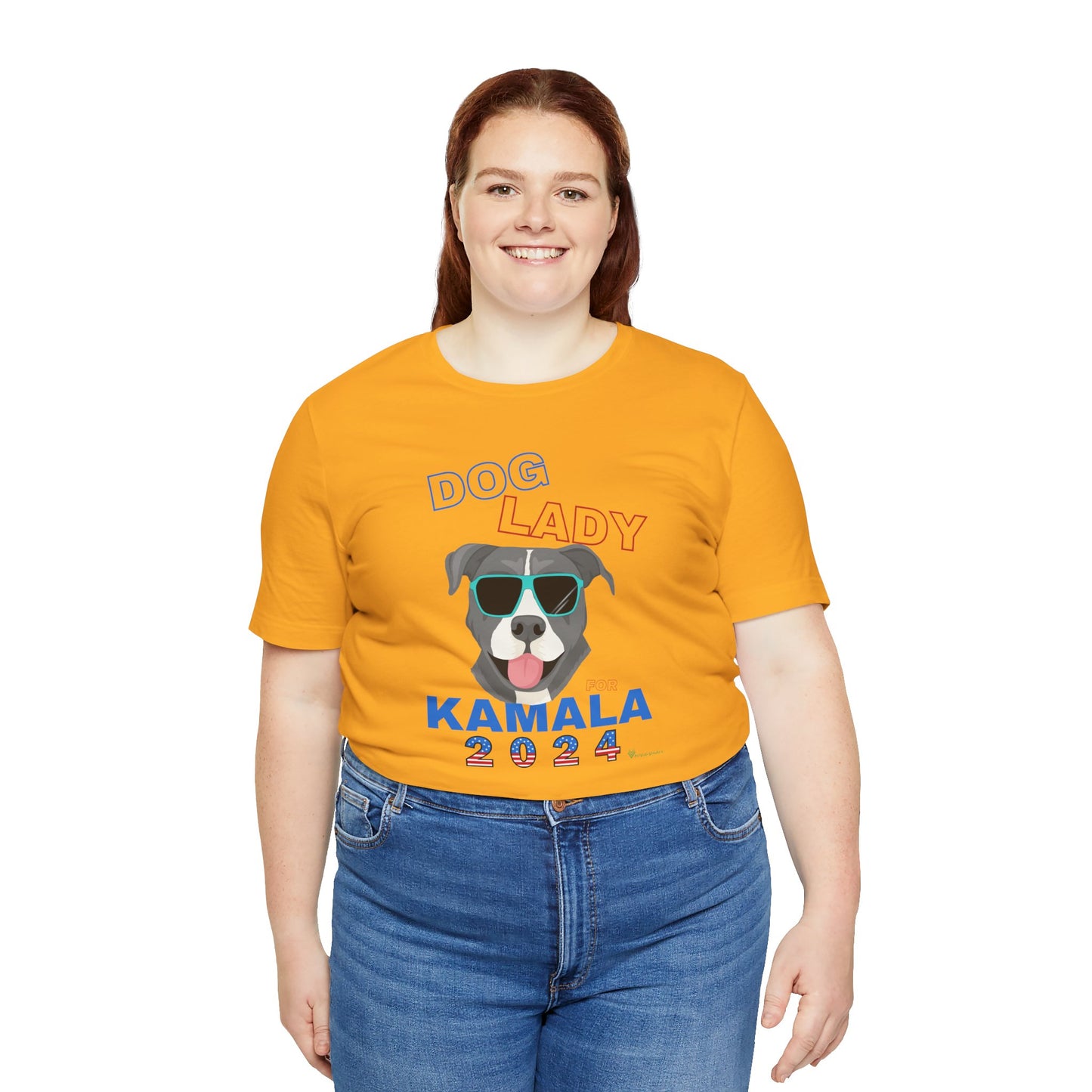 Dog Lady For Kamala Jersey Tee- Pittie, Double Sided Design