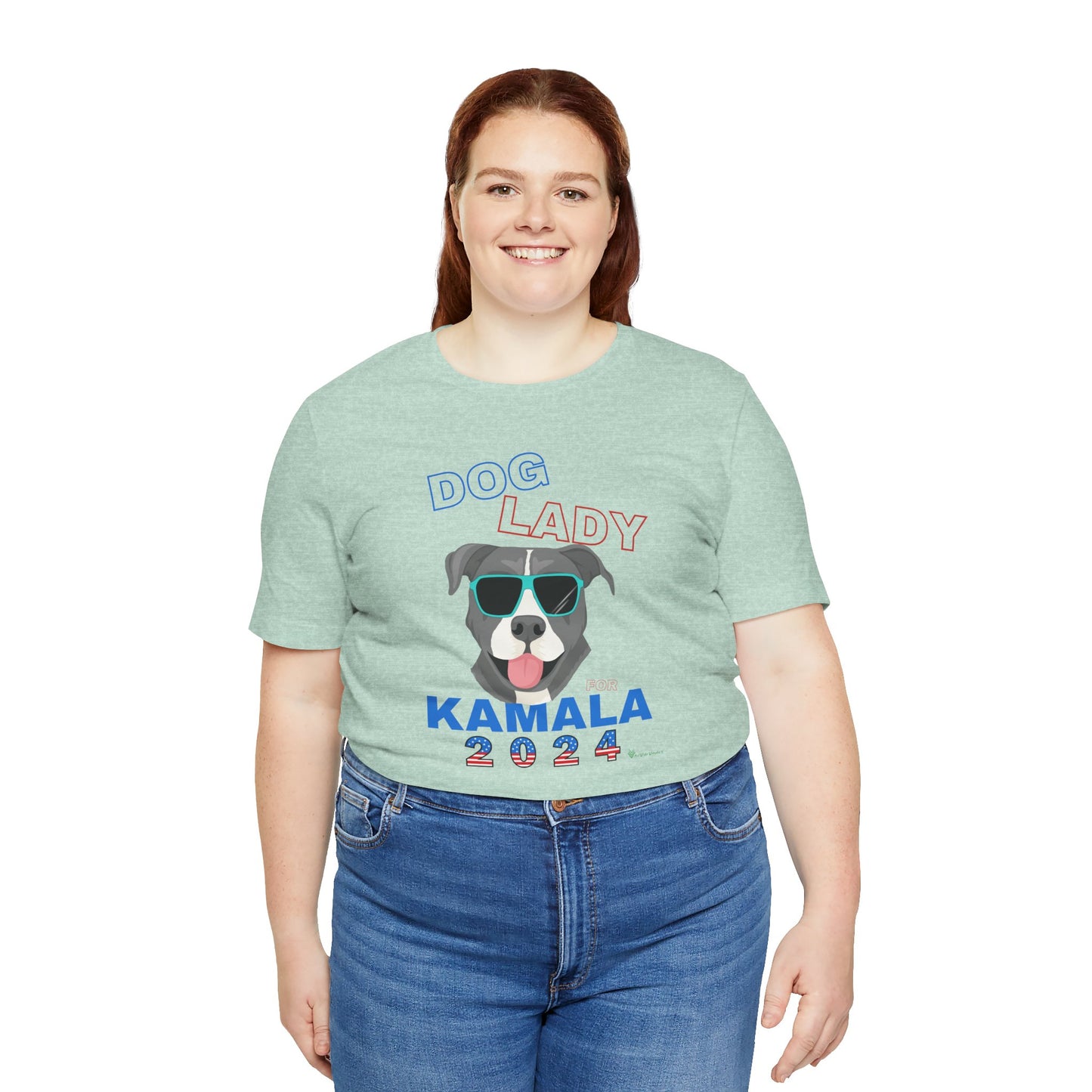 Dog Lady For Kamala Jersey Tee- Pittie, Double Sided Design