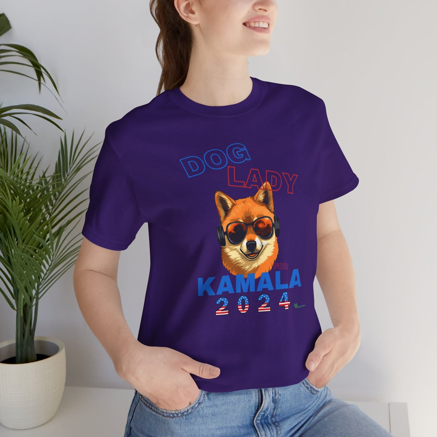 Dog Lady For Kamala Jersey Tee- Shiba Inu, Double-Sided Design