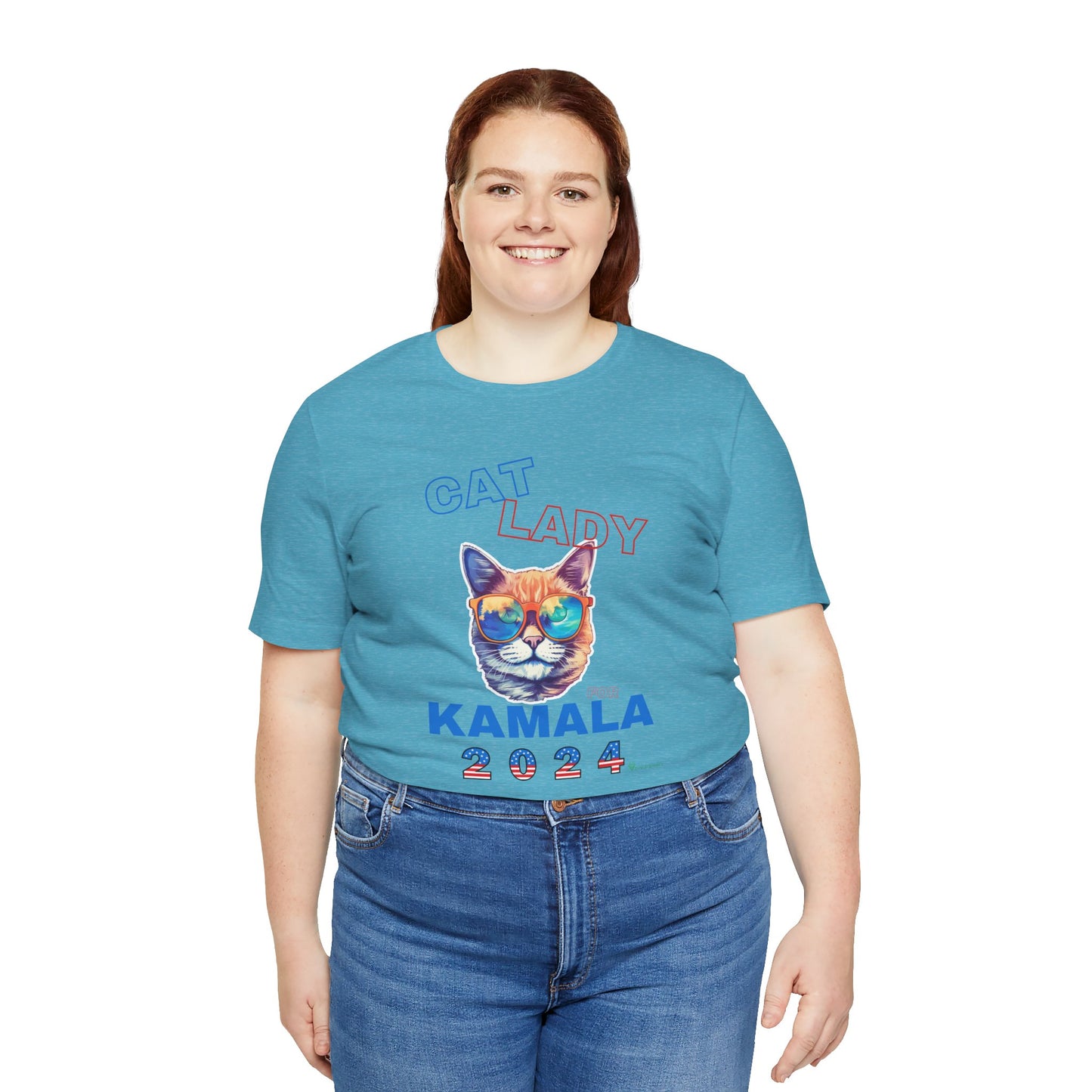 Cat Lady For Kamala Jersey Tee- Orange Tabby #2, One-Sided Design