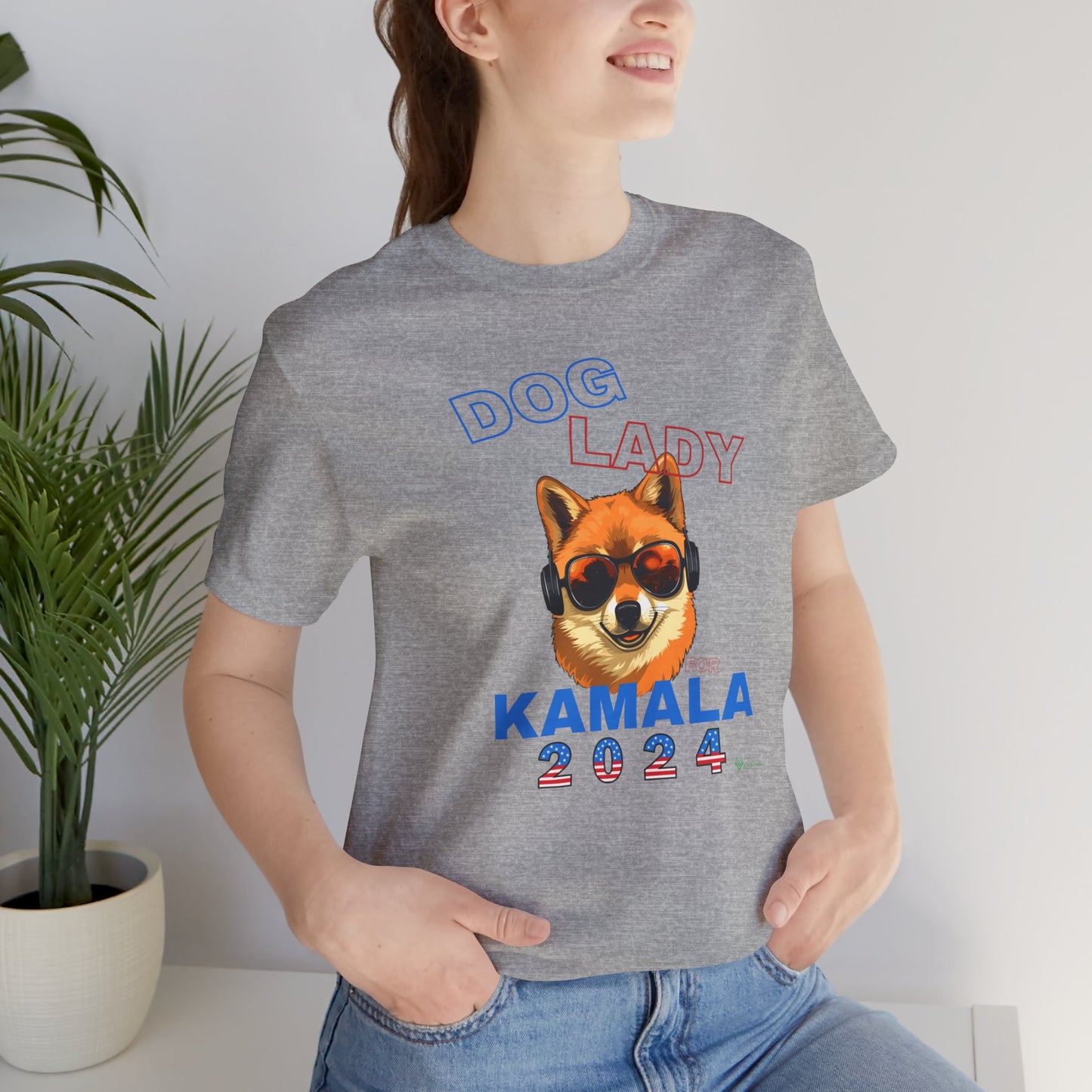 Dog Lady For Kamala Jersey Tee- Shiba Inu, Double-Sided Design