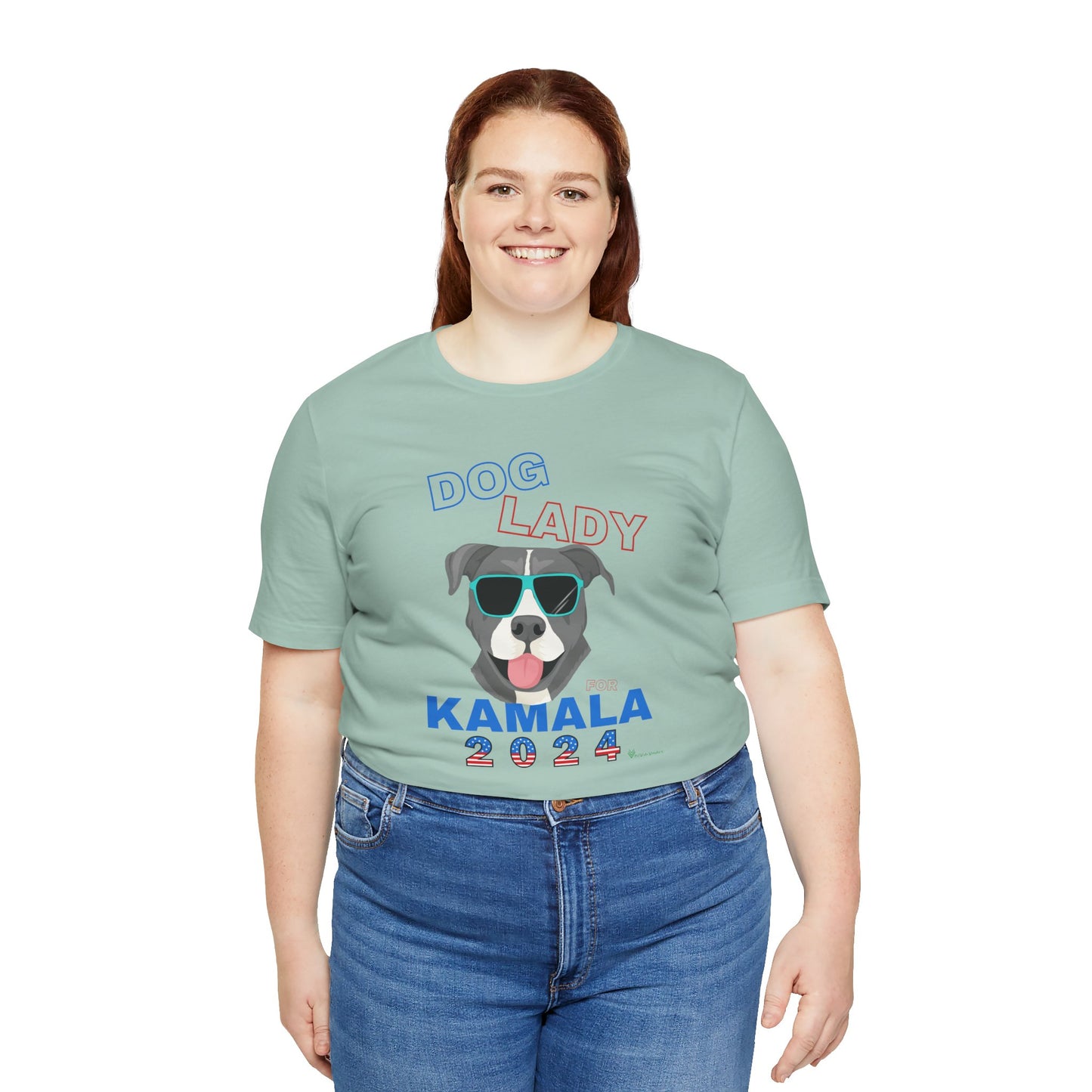 Dog Lady For Kamala Jersey Tee- Pittie, Double Sided Design