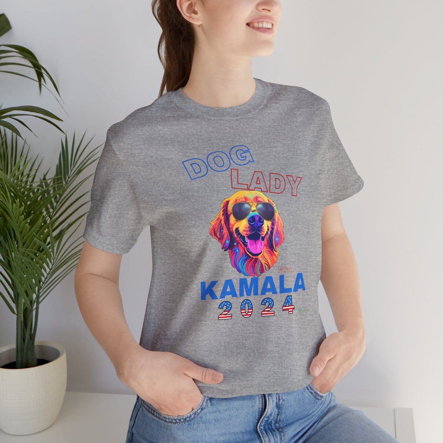 Dog Lady For Kamala Jersey Tee- Golden, One-Sided Design