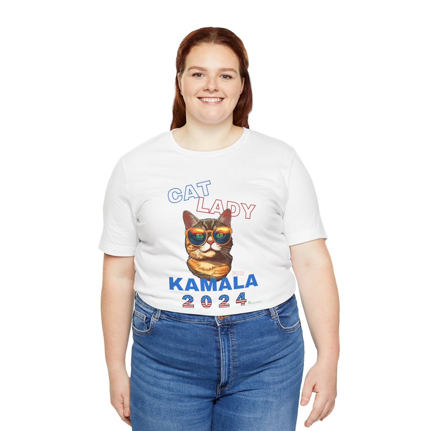 Cat Lady For Kamala Jersey Tee- Orange Tabby #1, One-Side Design