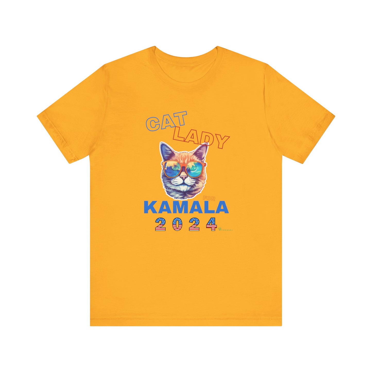 Cat Lady For Kamala Jersey Tee- Orange Tabby #2, Double Sided Design