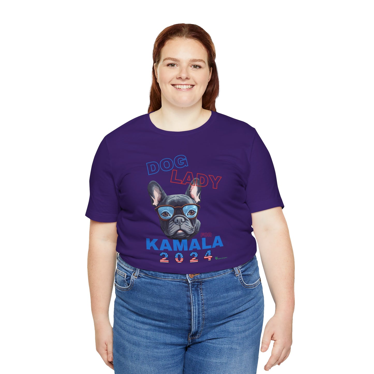 Dog Lady For Kamala Jersey Tee- Frenchie, One-Sided Design