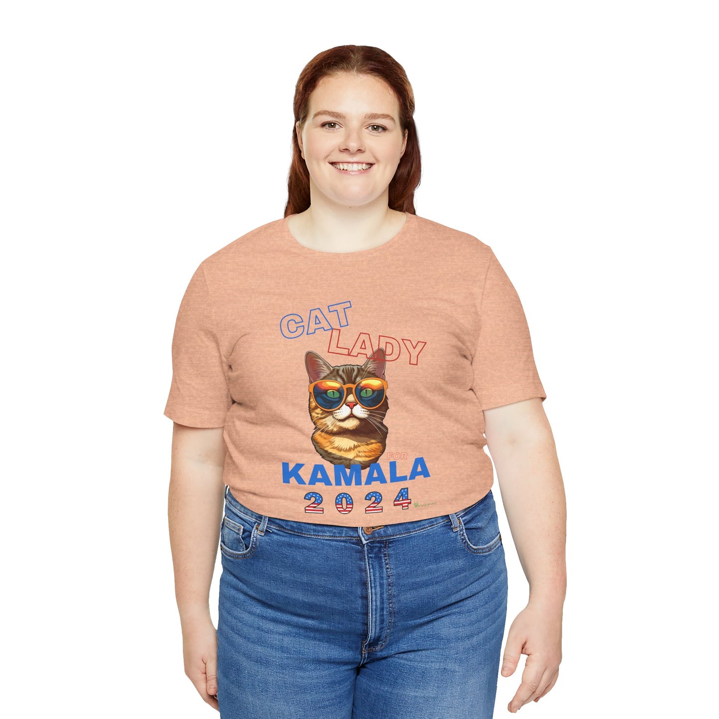 Cat Lady For Kamala Jersey Tee- Orange Tabby #1, Double-Side Design