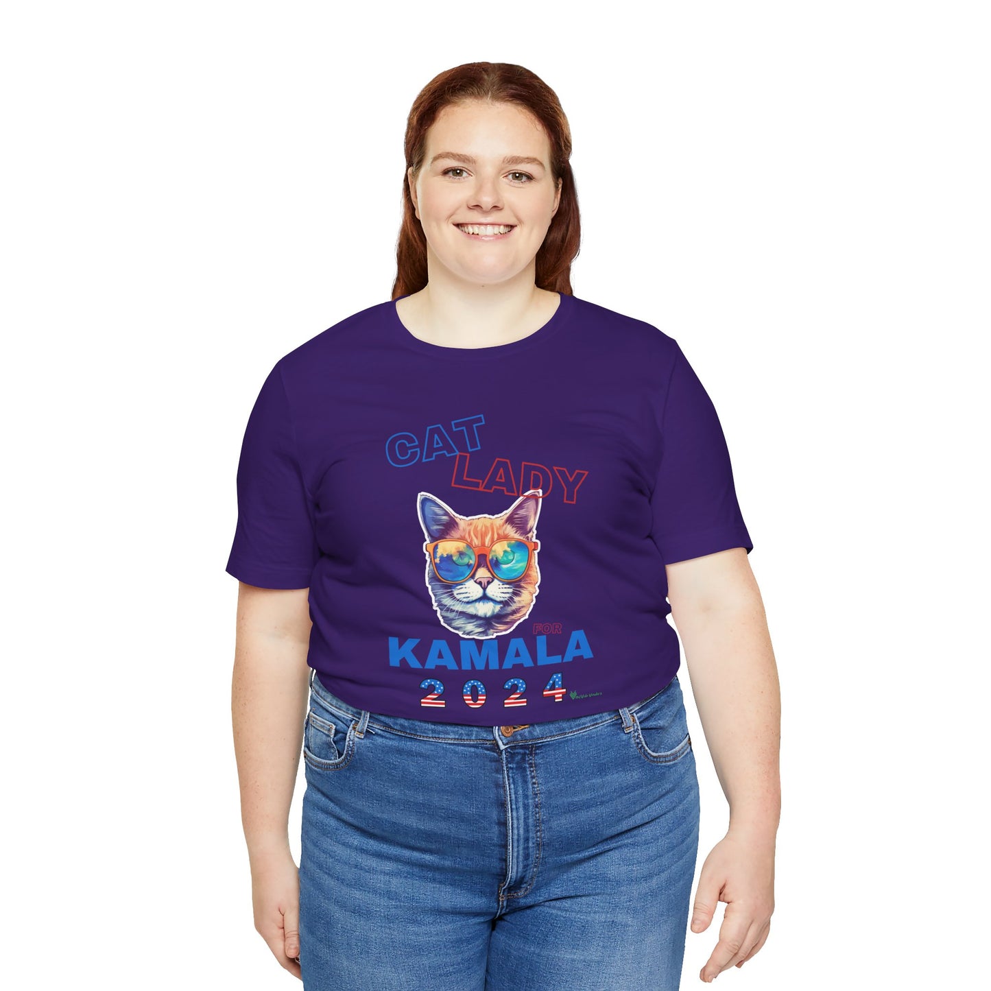 Cat Lady For Kamala Jersey Tee- Orange Tabby #2, One-Sided Design