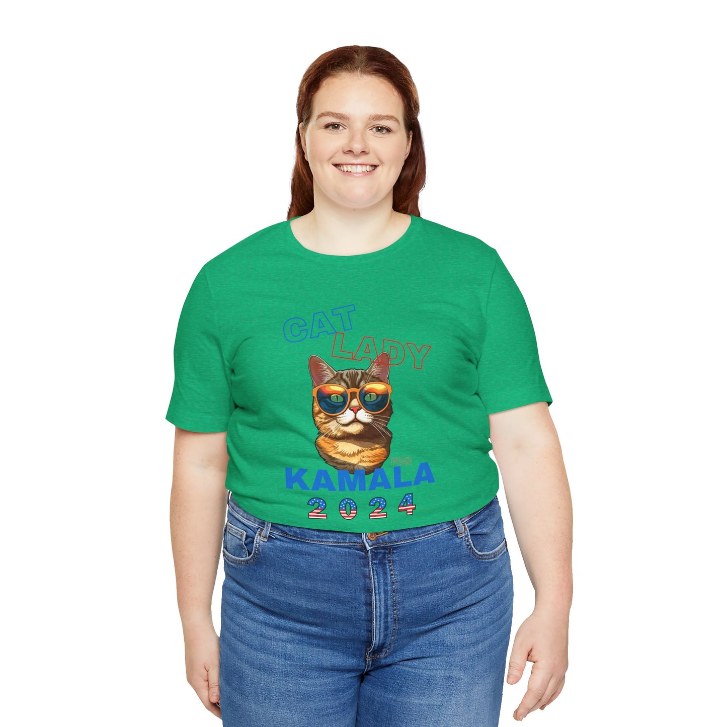 Cat Lady For Kamala Jersey Tee- Orange Tabby #1, One-Side Design