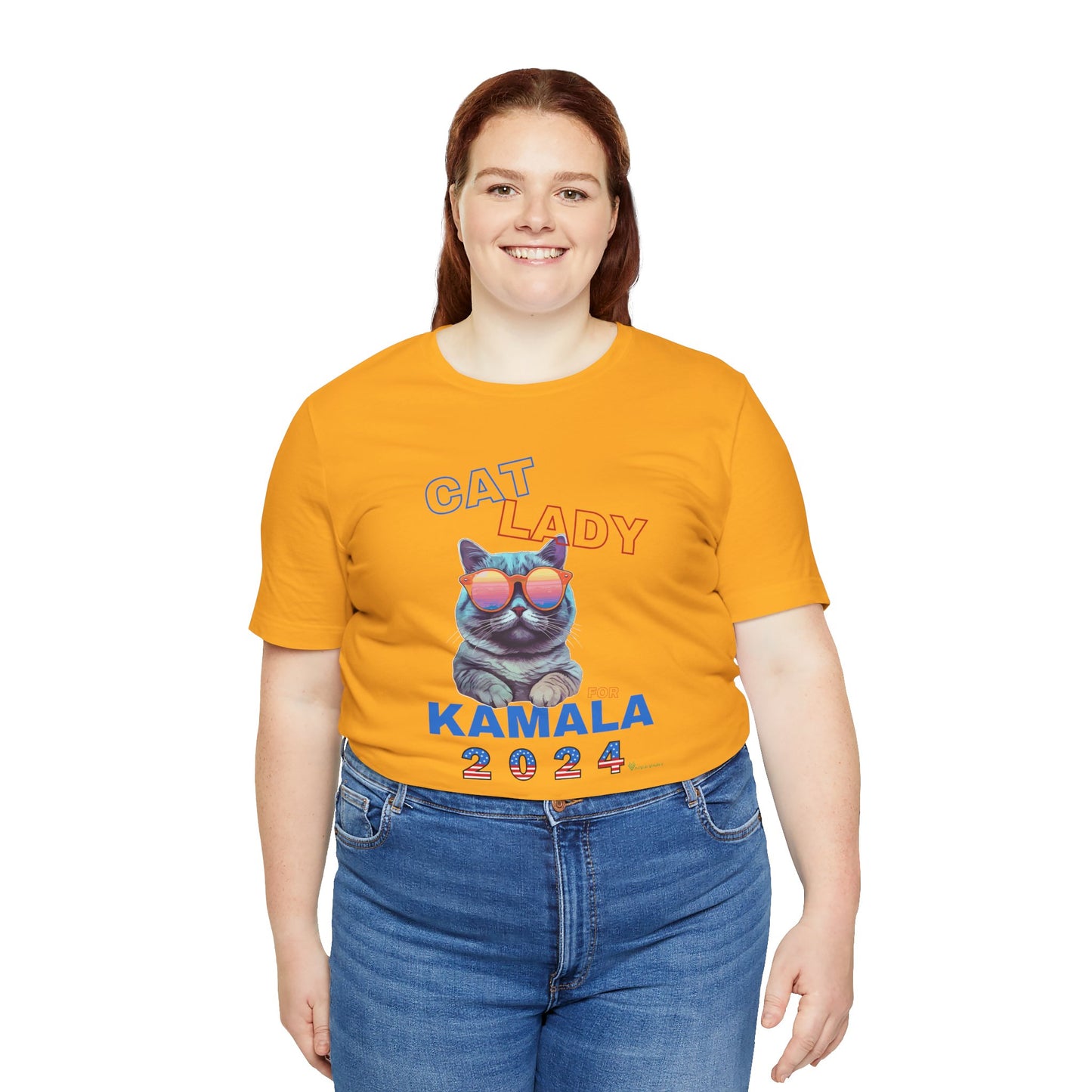 Cat Lady For Kamala Jersey Tee- Gray Cat, One-Sided Design