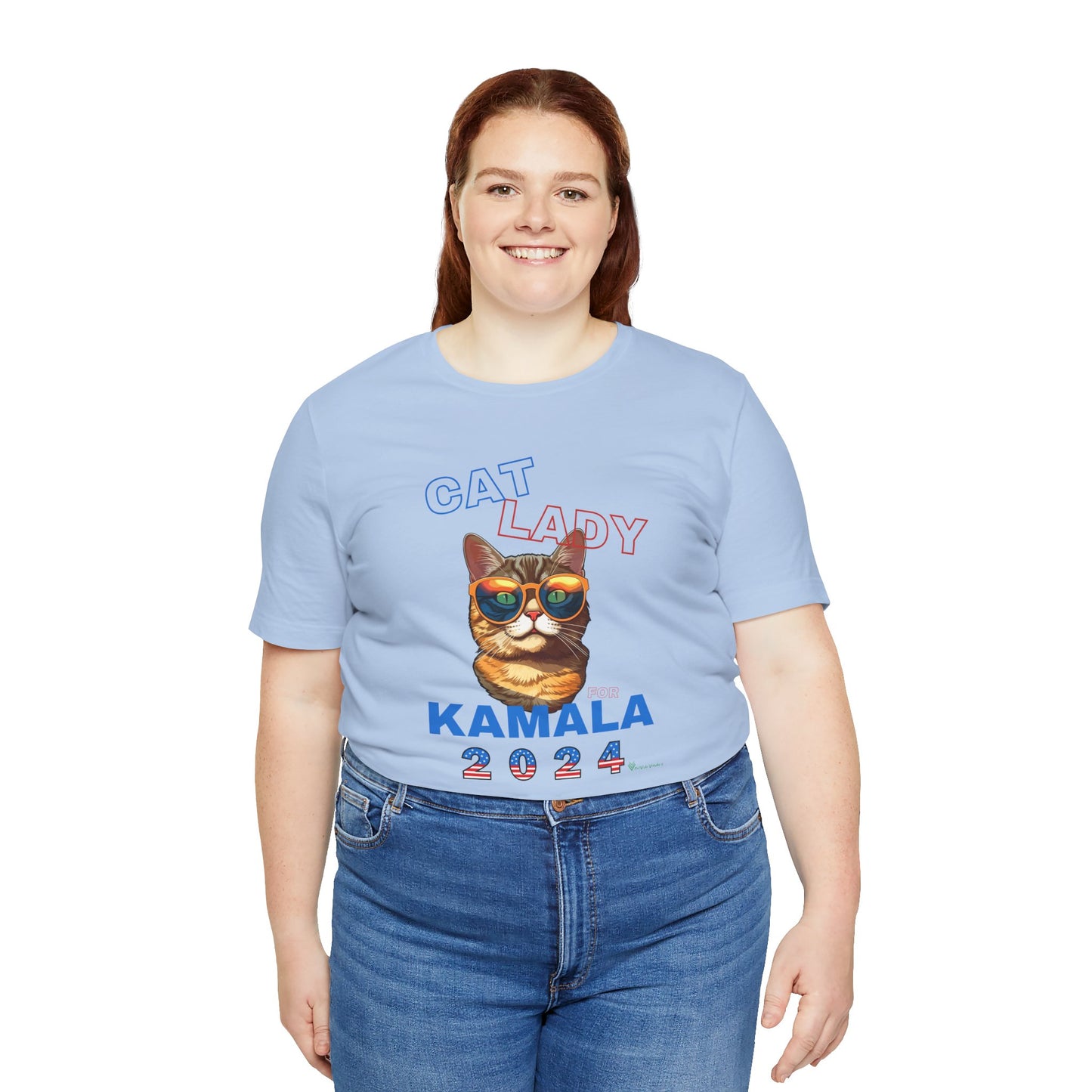 Cat Lady For Kamala Jersey Tee- Orange Tabby #1, One-Side Design