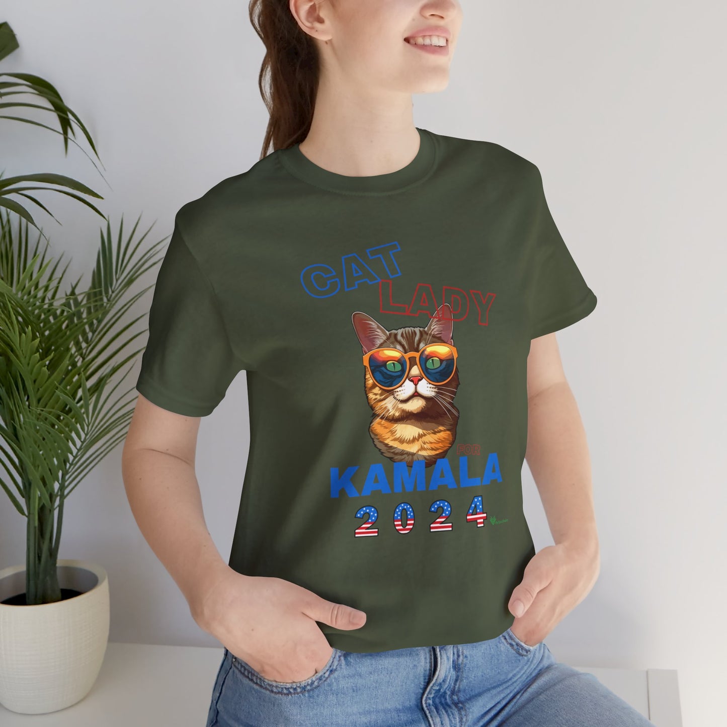 Cat Lady For Kamala Jersey Tee- Orange Tabby #1, One-Side Design