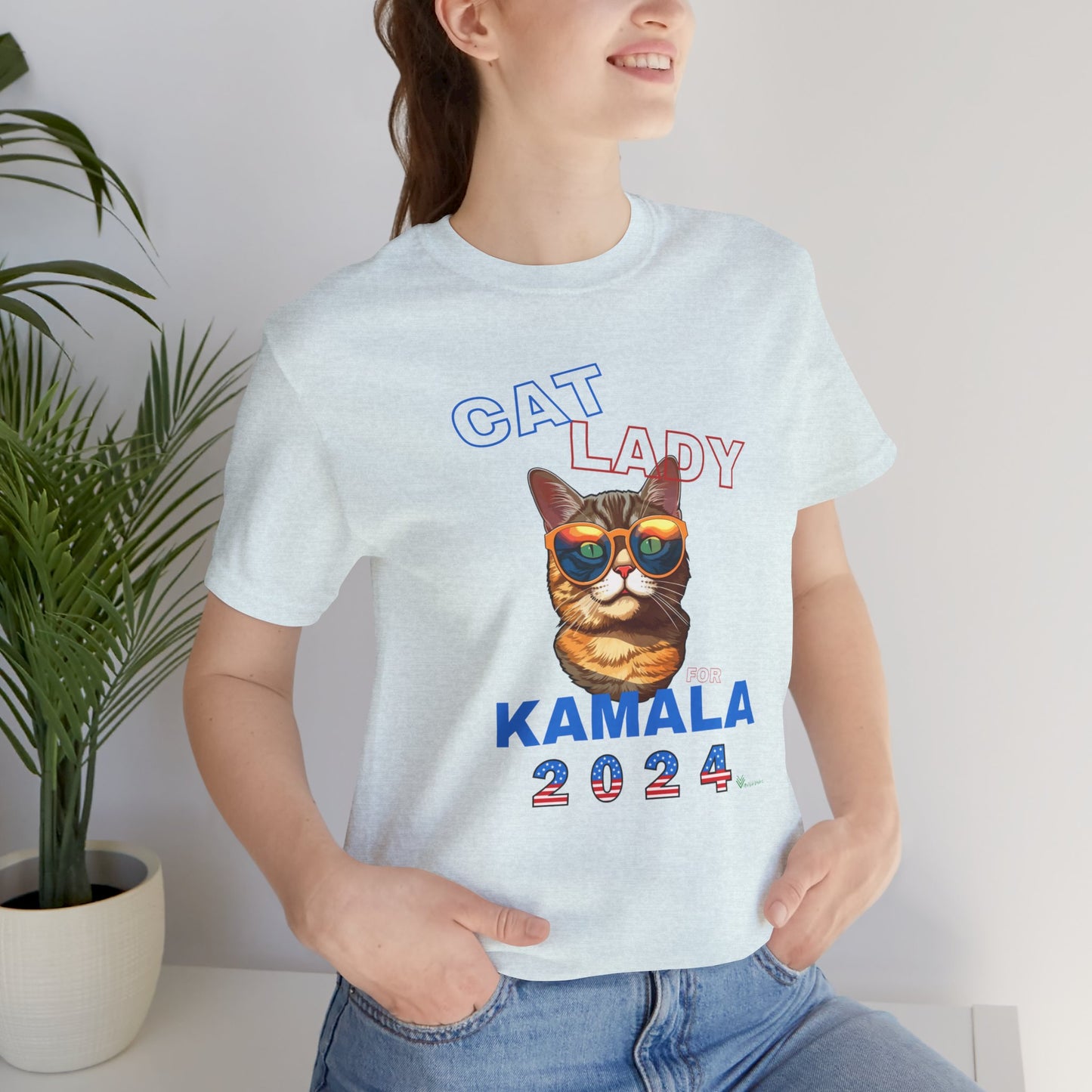 Cat Lady For Kamala Jersey Tee- Orange Tabby #1, One-Side Design