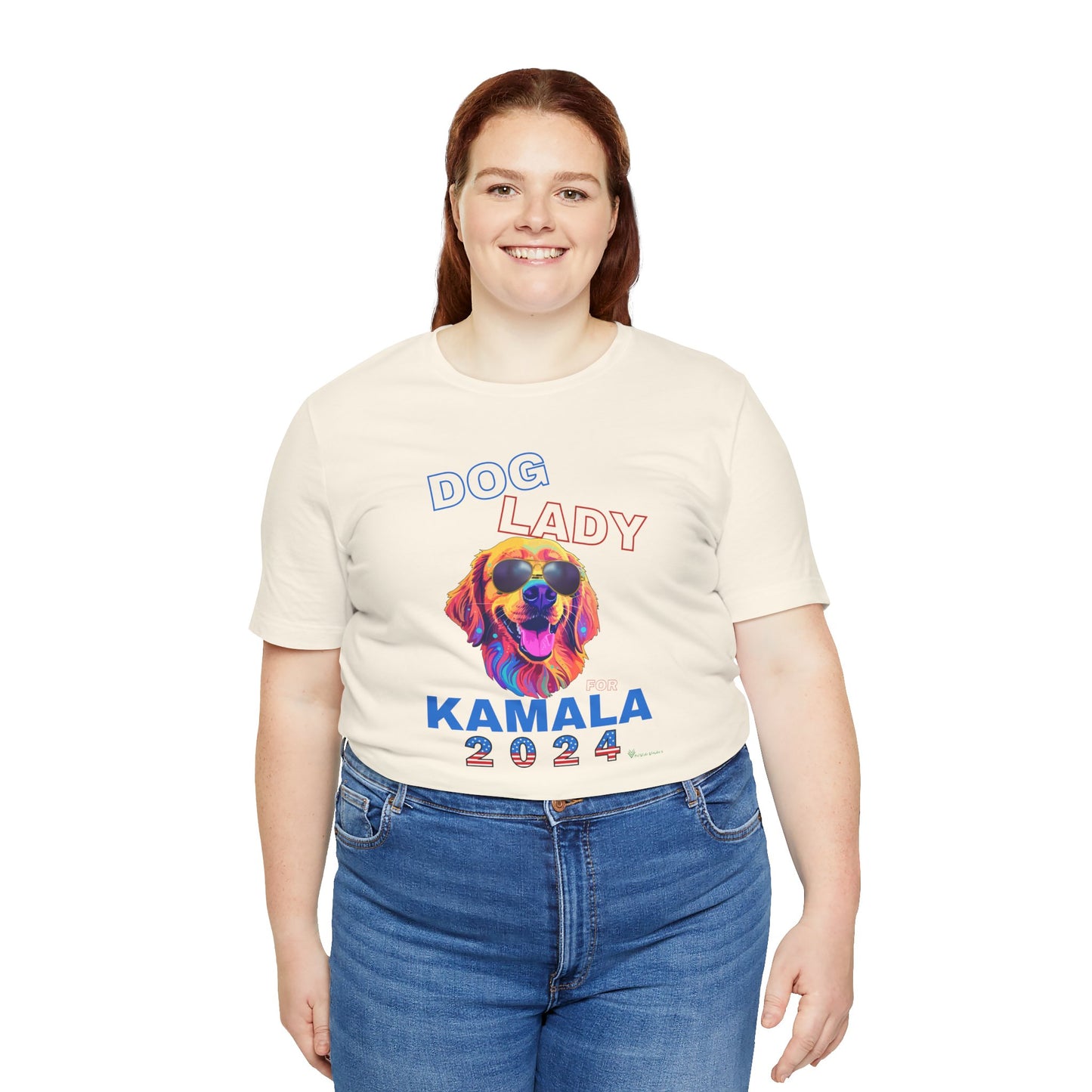 Dog Lady For Kamala Jersey Tee- Golden, One-Sided Design