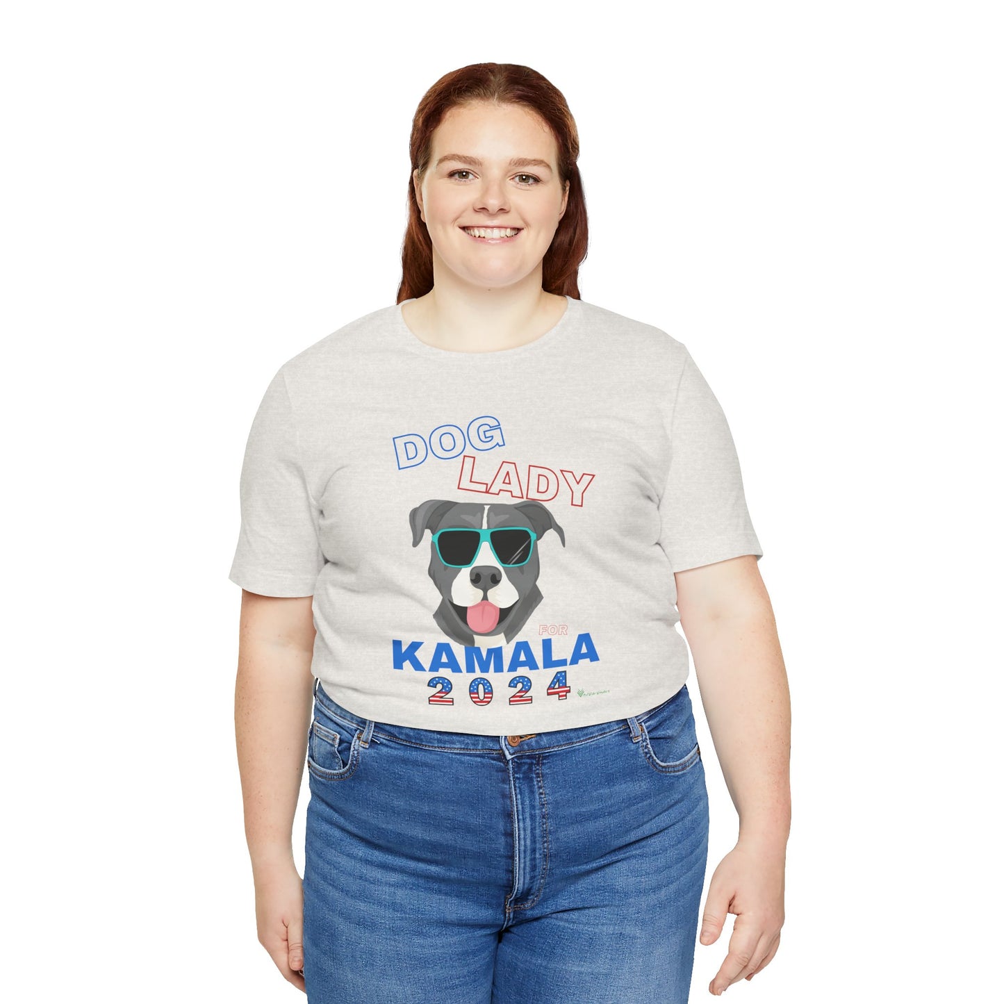 Dog Lady For Kamala Jersey Tee- Pittie, Double Sided Design