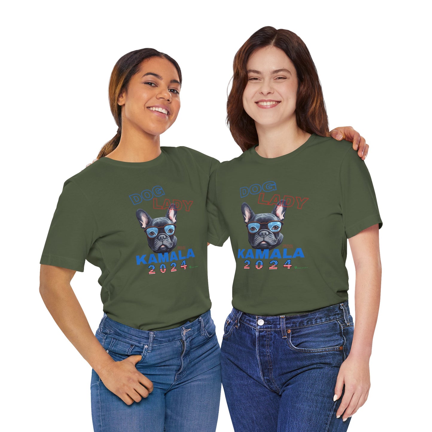 Dog Lady For Kamala Jersey Tee- Frenchie, One-Sided Design