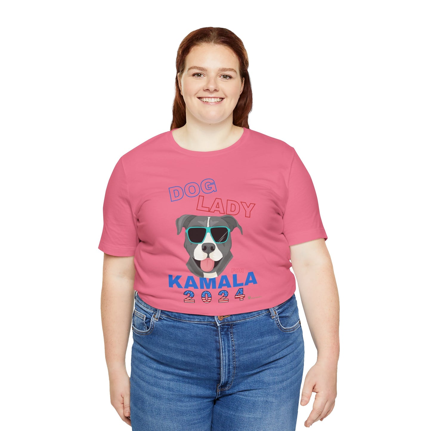 Dog Lady For Kamala Jersey Tee- Pittie, Double Sided Design