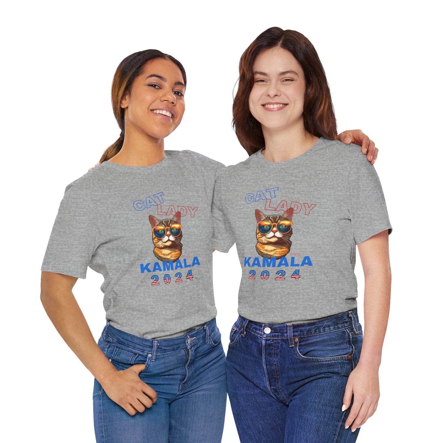 Cat Lady For Kamala Jersey Tee- Orange Tabby #1, One-Side Design