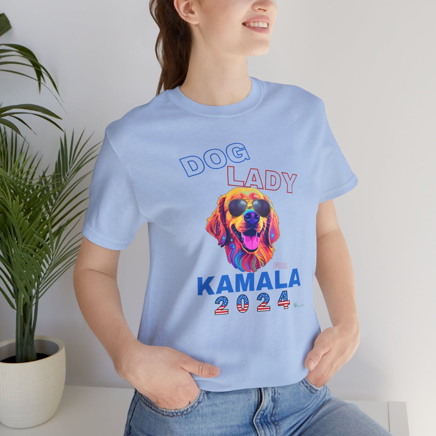 Dog Lady For Kamala Jersey Tee- Golden, One-Sided Design