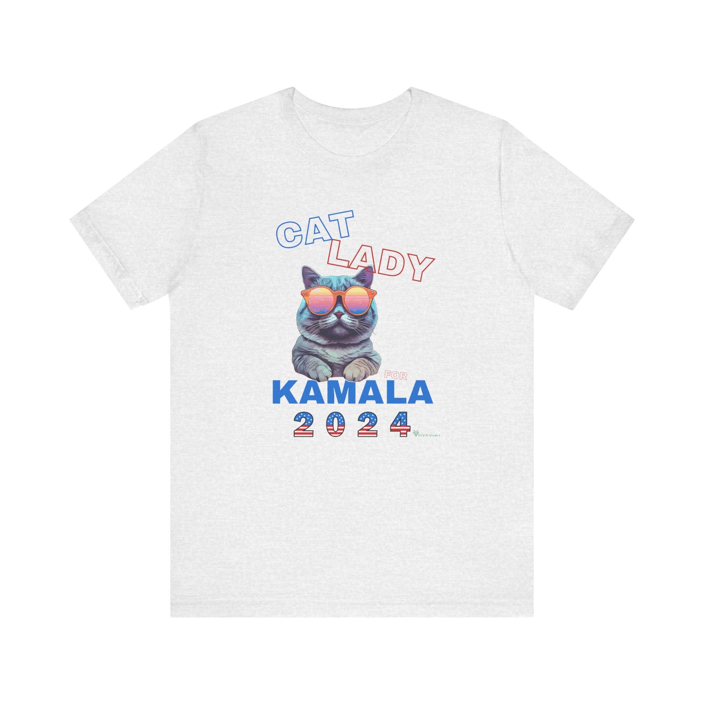 Cat Lady For Kamala Jersey Tee- Gray Cat, One-Sided Design