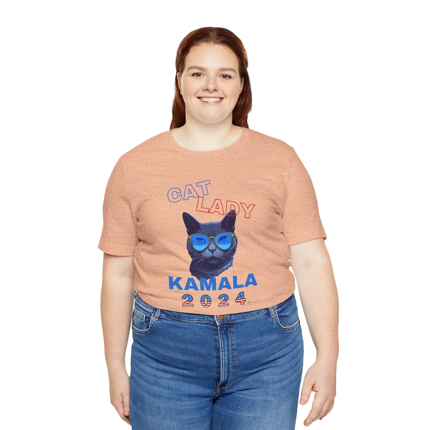 Cat Lady For Kamala Jersey Tee- Black Cat, One-Sided Design