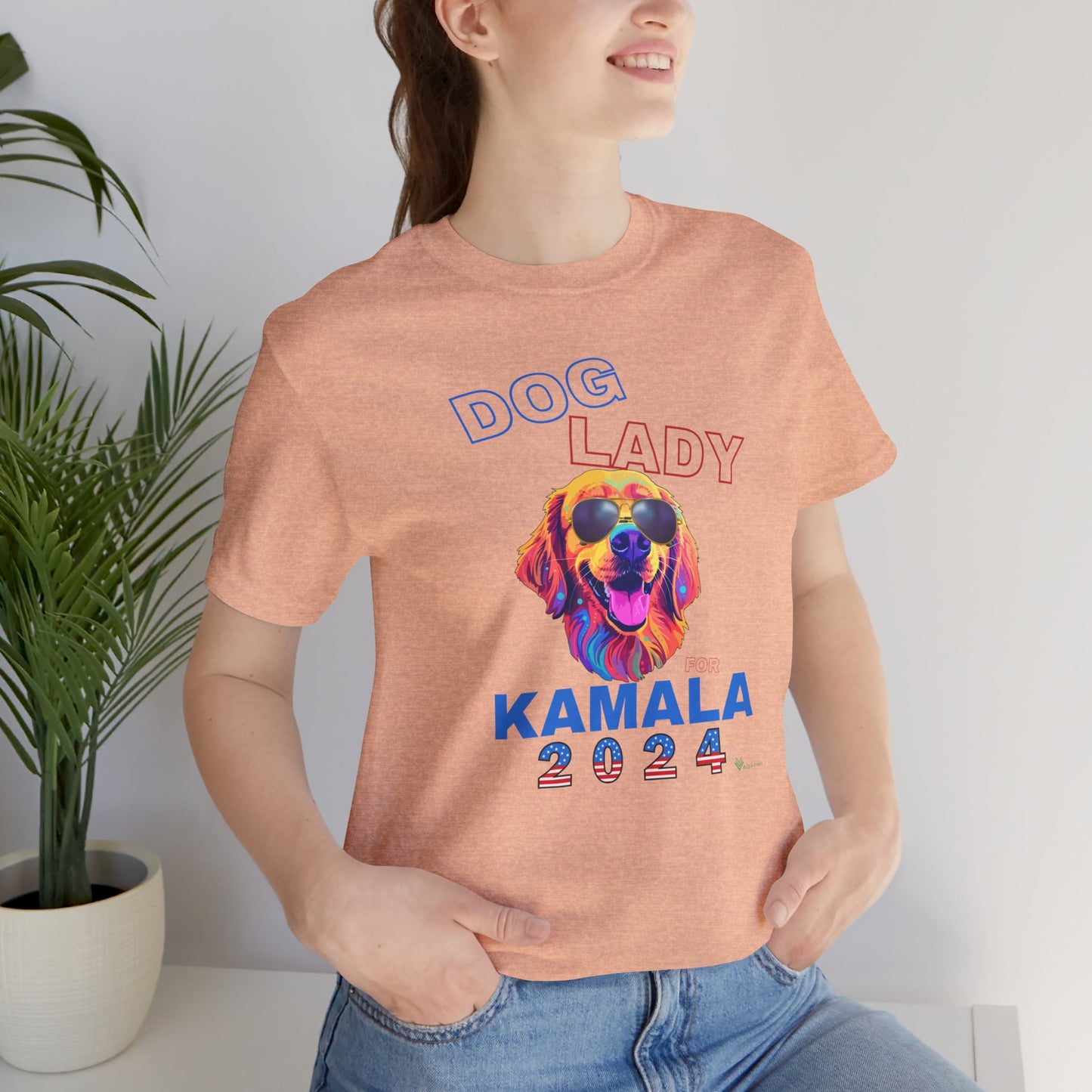 Dog Lady For Kamala Jersey Tee- Golden, One-Sided Design