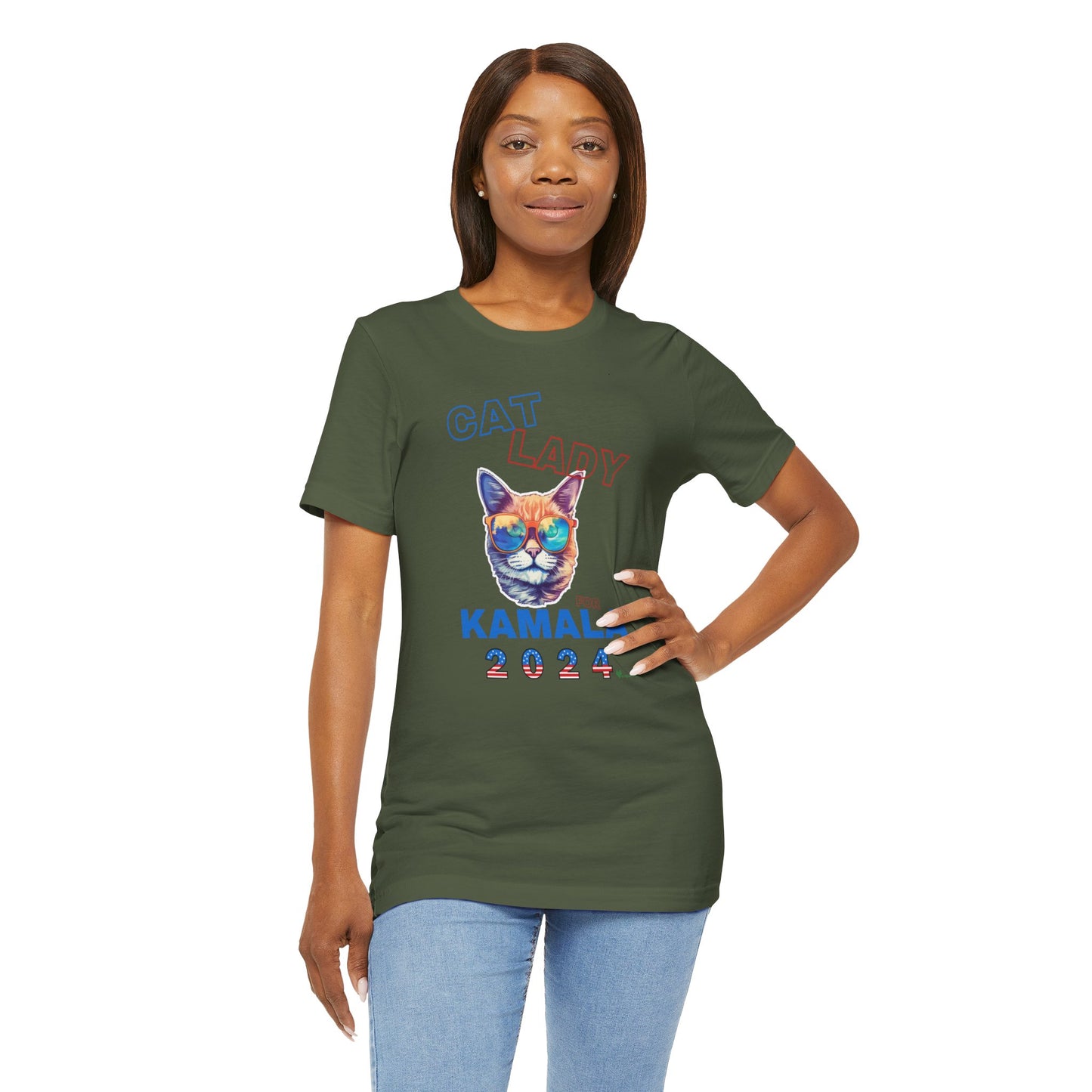 Cat Lady For Kamala Jersey Tee- Orange Tabby #2, One-Sided Design