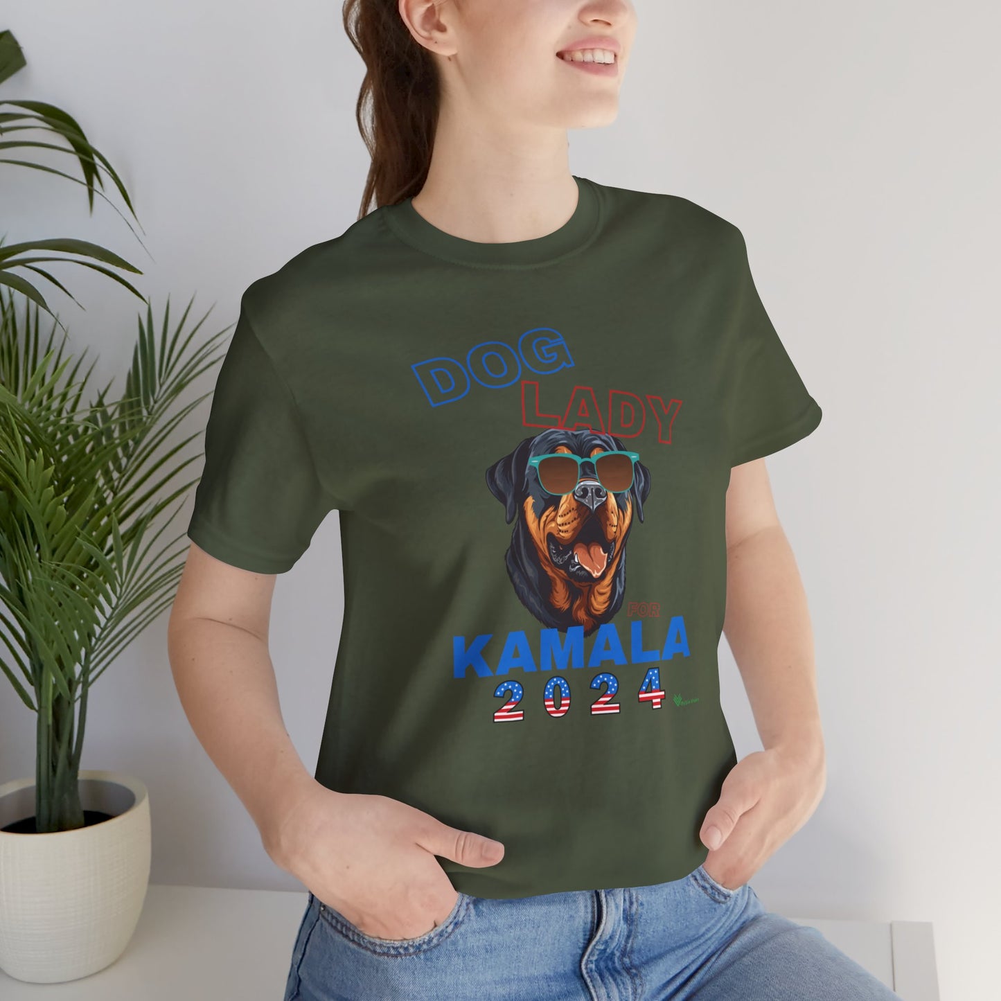 Dog Lady For Kamala Jersey Tee- Rottie, One-Sided Design