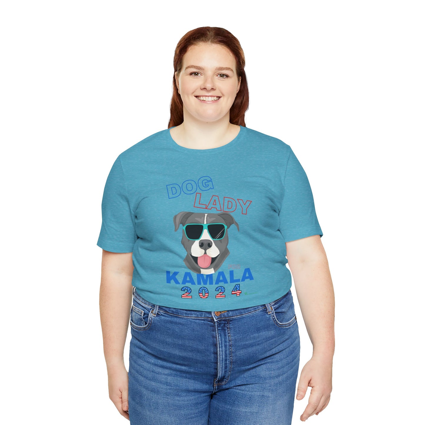 Dog Lady For Kamala Jersey Tee- Pittie, Double Sided Design