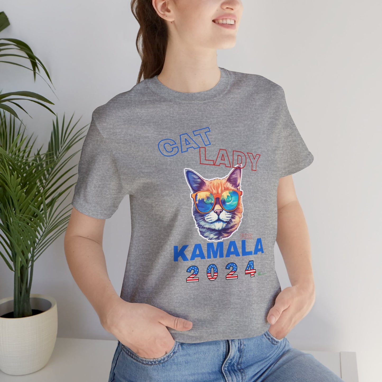 Cat Lady For Kamala Jersey Tee- Orange Tabby #2, Double Sided Design