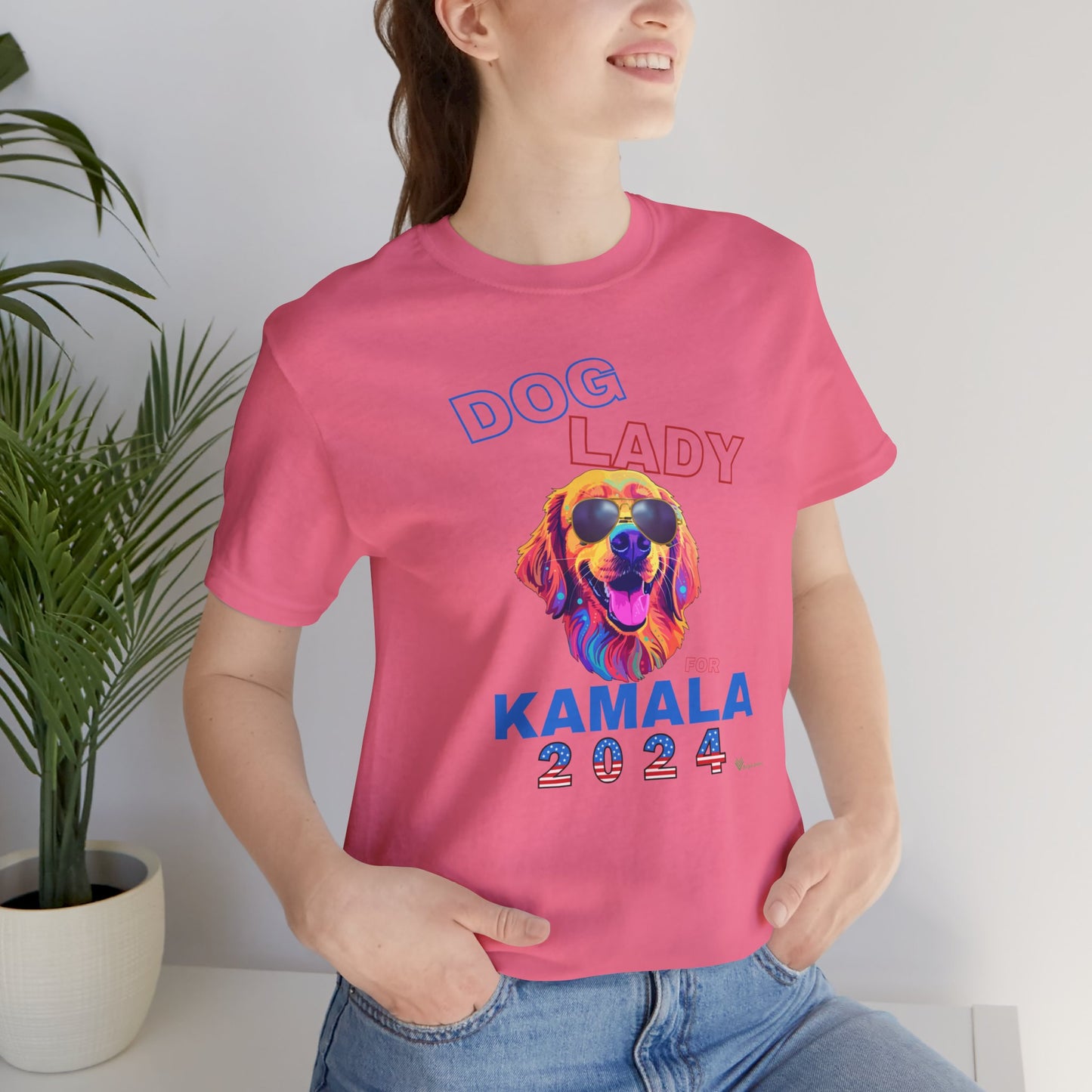 Dog Lady For Kamala Jersey Tee- Golden, One-Sided Design