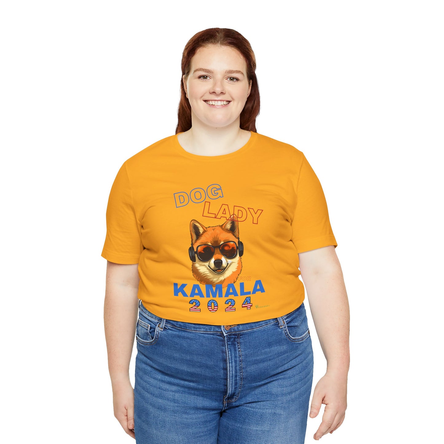 Dog Lady For Kamala Jersey Tee- Shiba Inu, Double-Sided Design