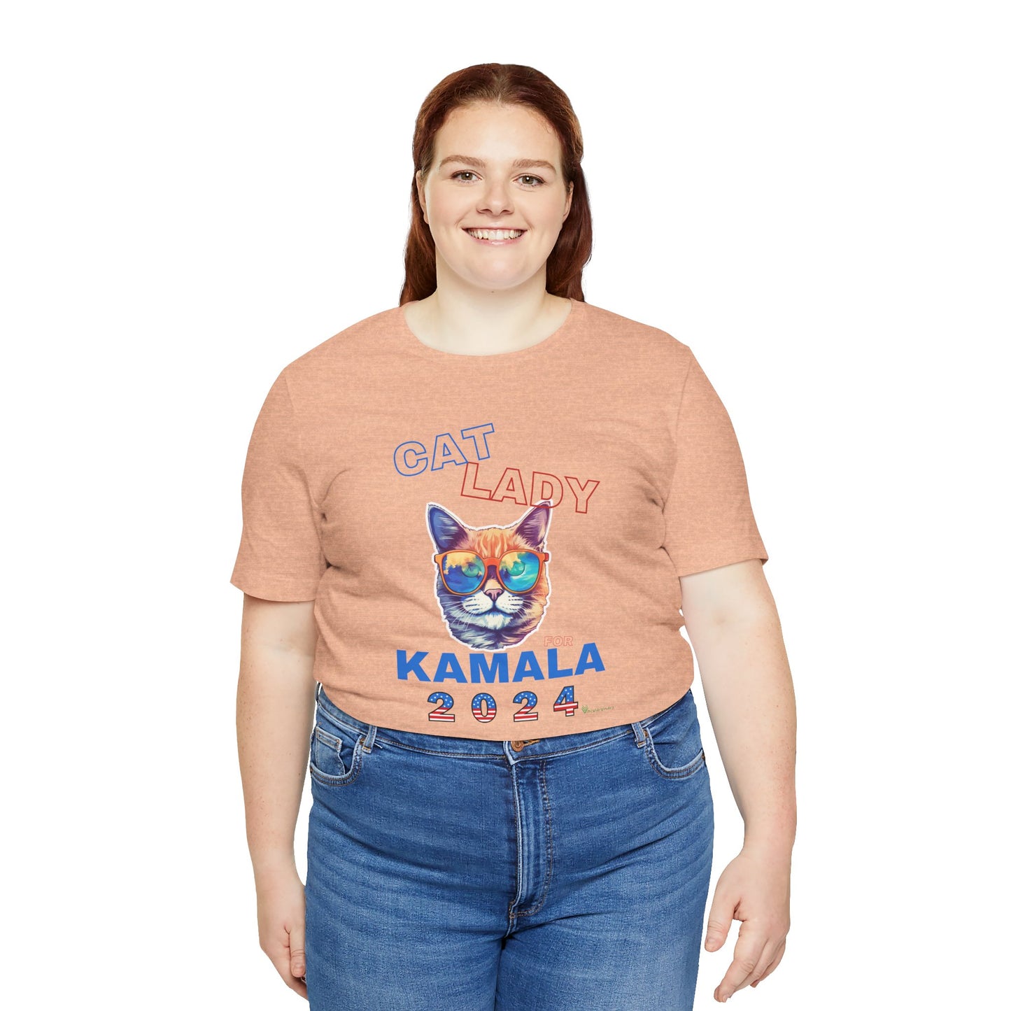 Cat Lady For Kamala Jersey Tee- Orange Tabby #2, One-Sided Design