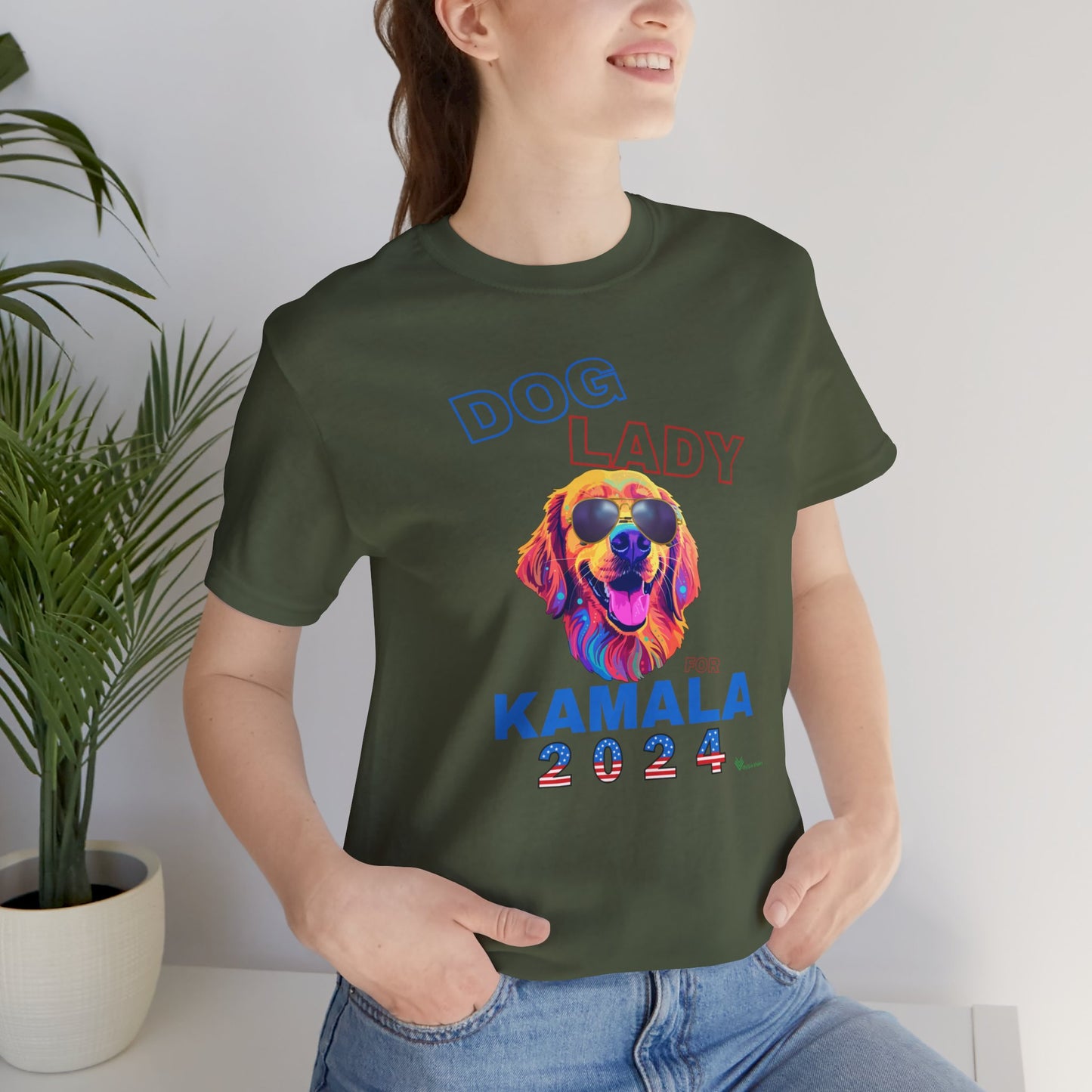 Dog Lady For Kamala Jersey Tee- Golden, One-Sided Design