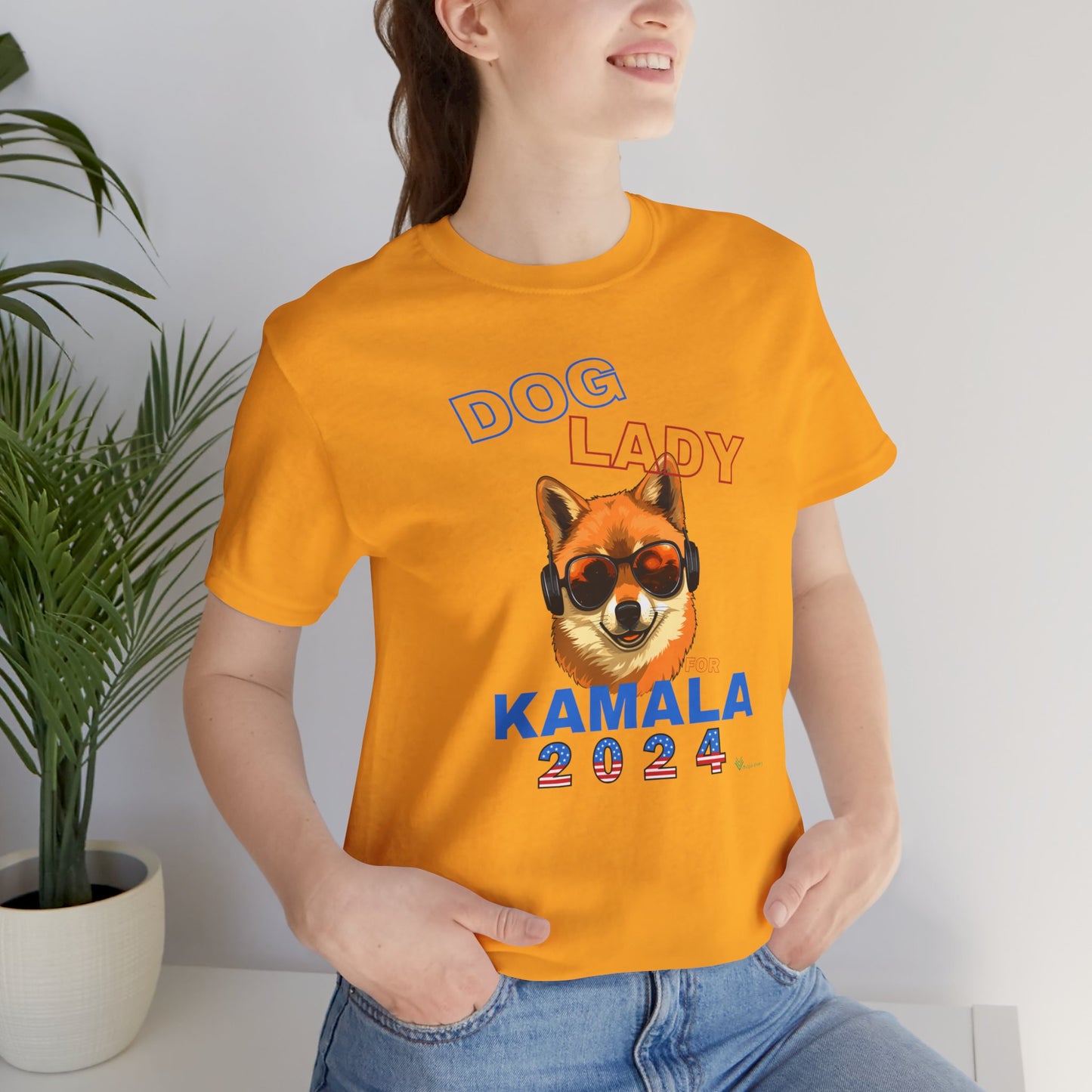 Dog Lady For Kamala Jersey Tee- Shiba Inu, Double-Sided Design