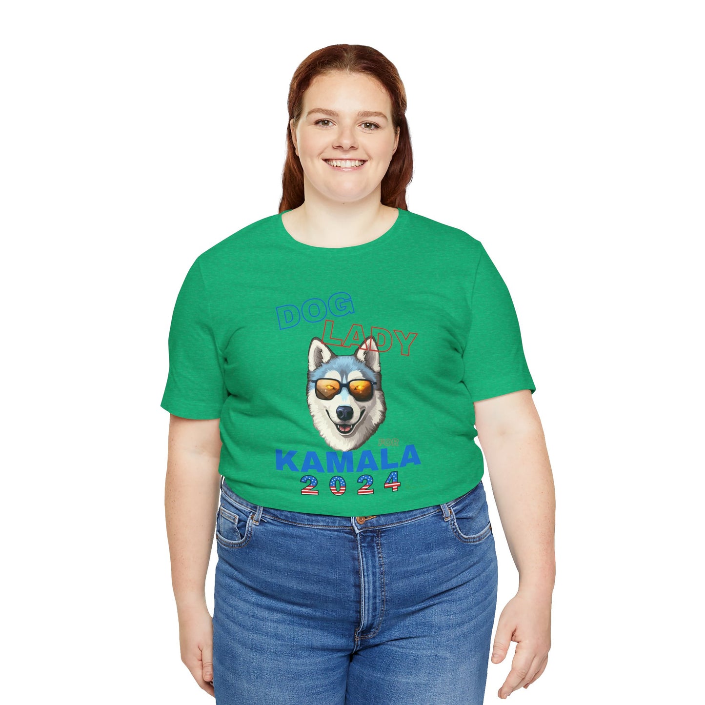 Dog Lady For Kamala Jersey Tee- Husky, Double-Sided Design