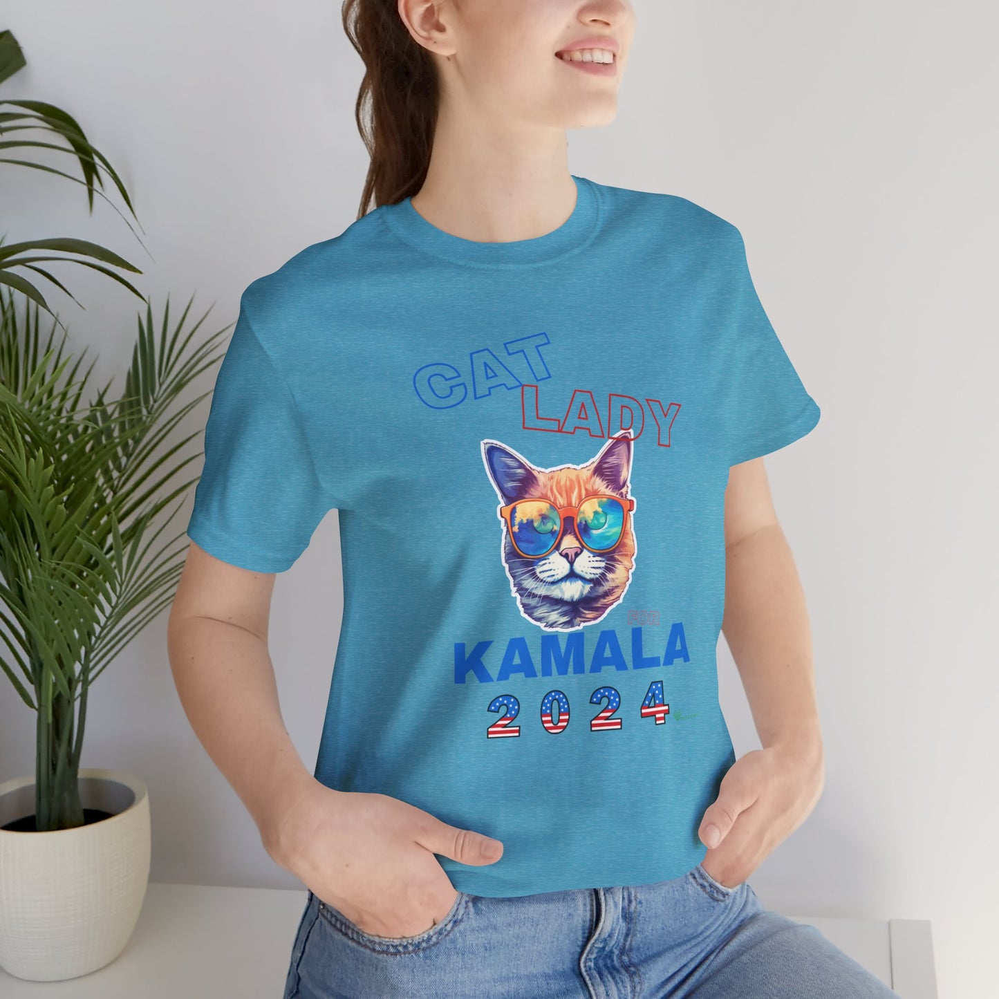 Cat Lady For Kamala Jersey Tee- Orange Tabby #2, One-Sided Design