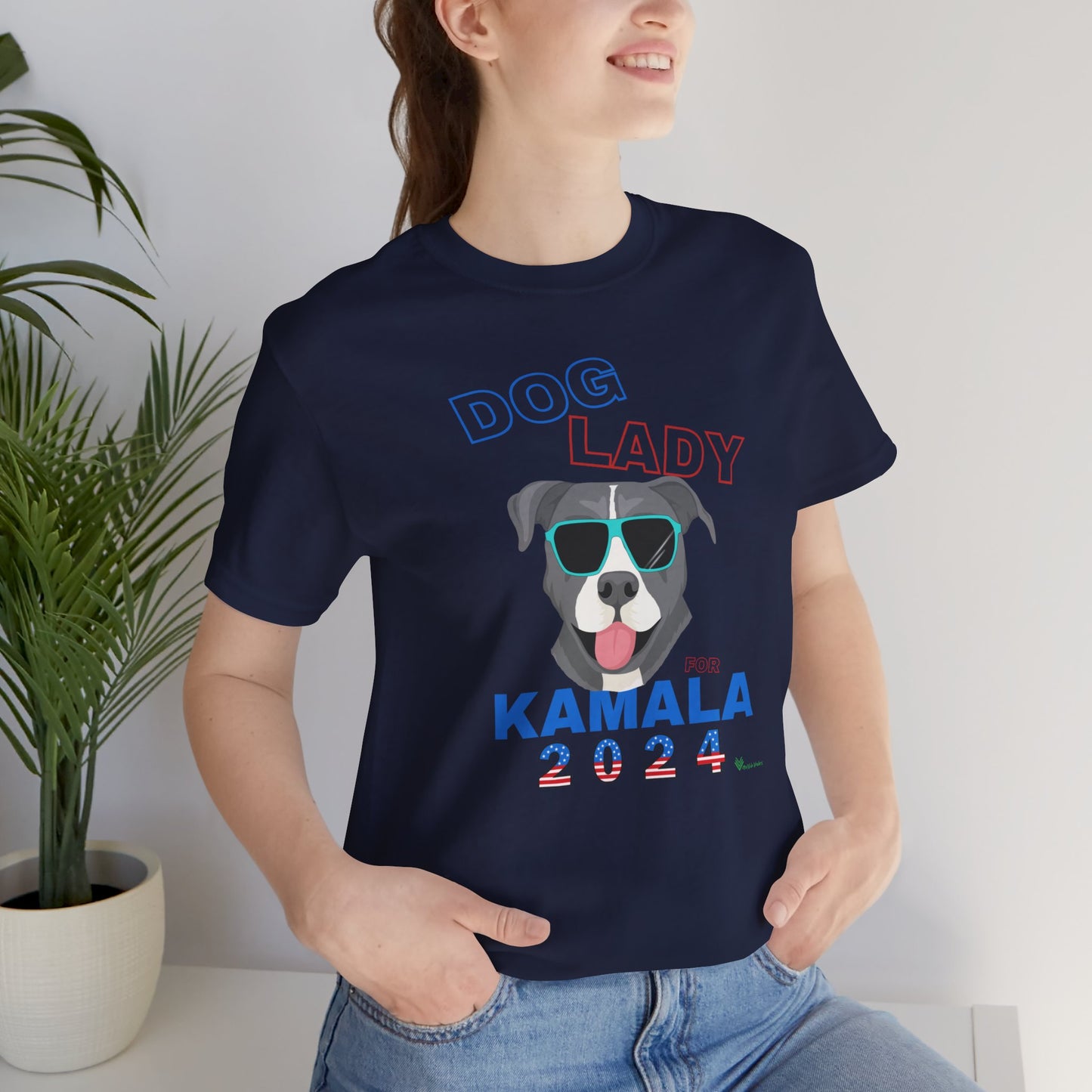 Dog Lady For Kamala Jersey Tee- Pittie, Double Sided Design