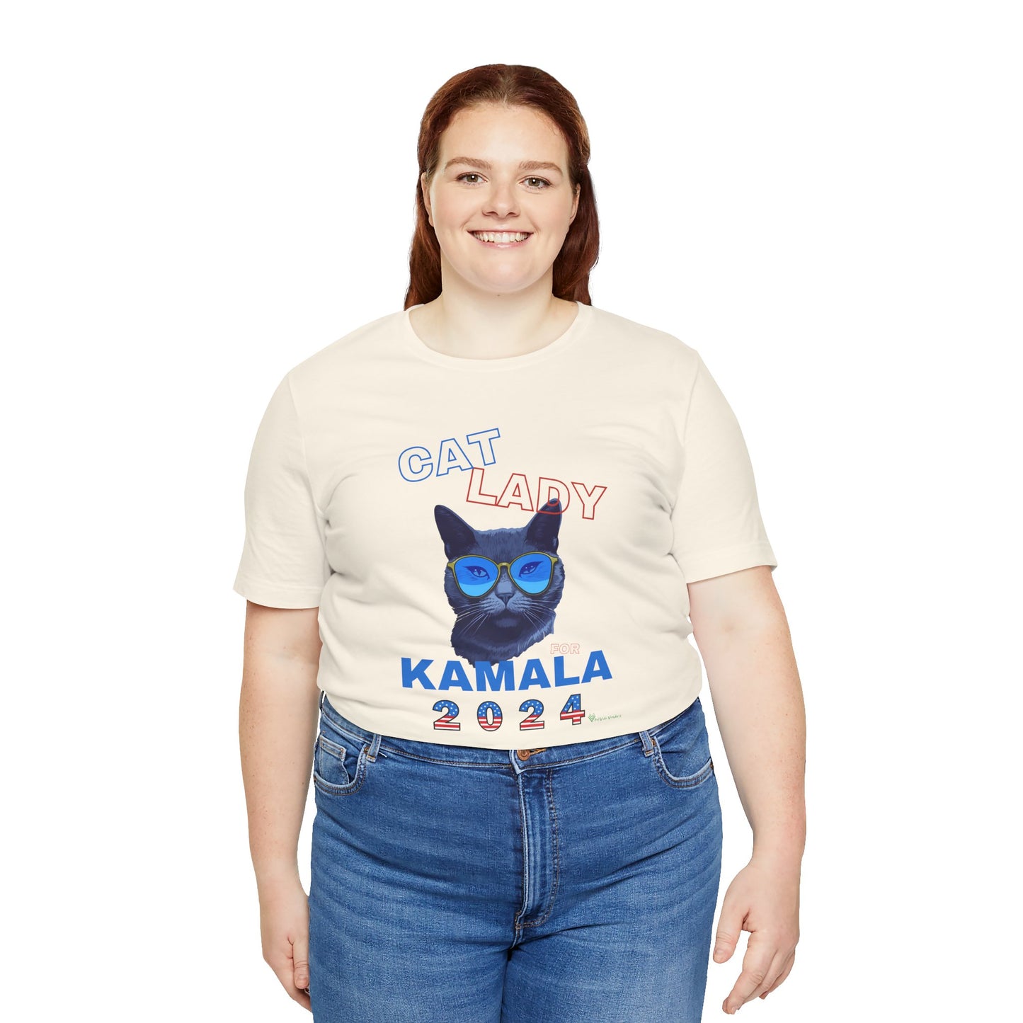 Cat Lady For Kamala Jersey Tee- Black Cat, One-Sided Design