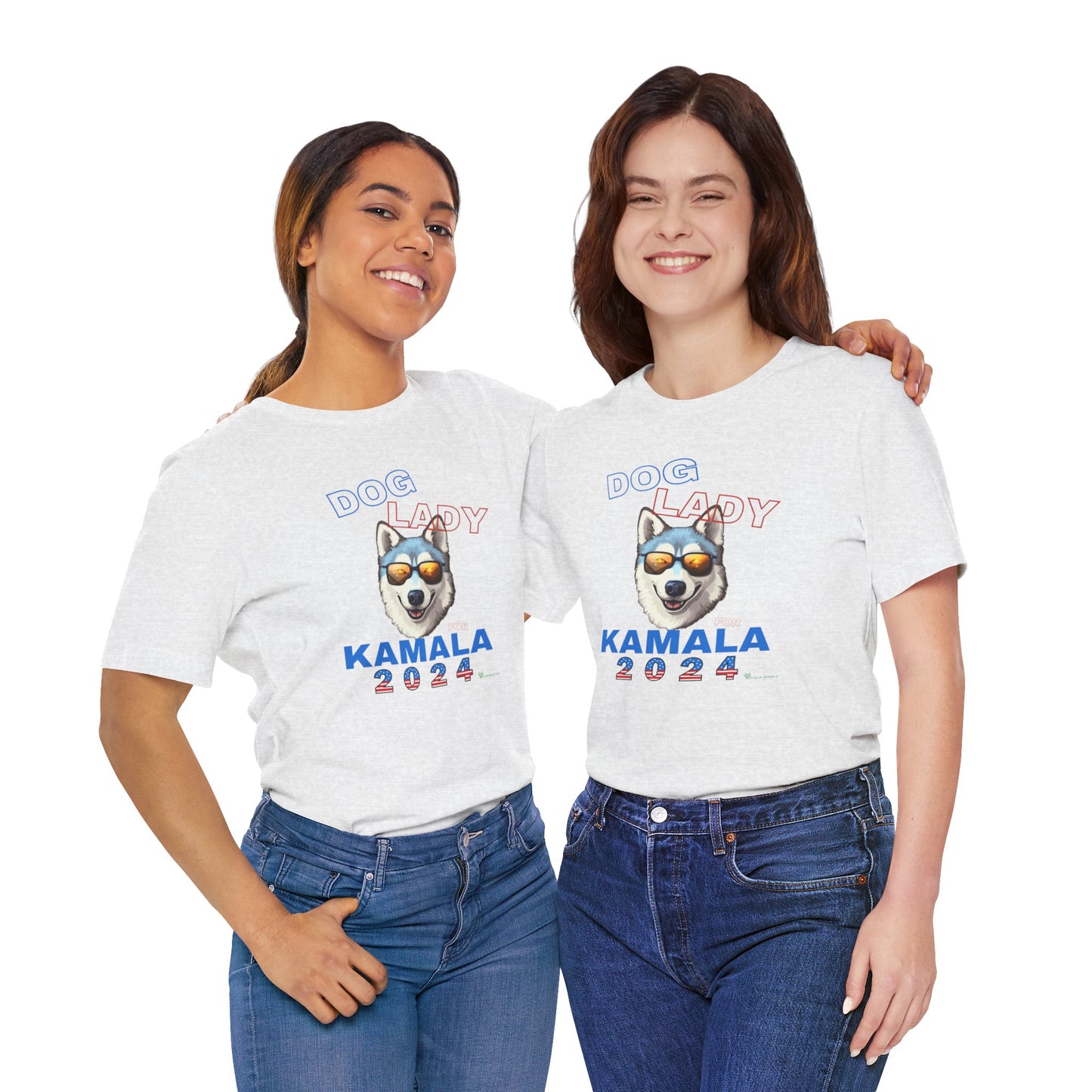 Dog Lady For Kamala Jersey Tee- Husky, Double-Sided Design