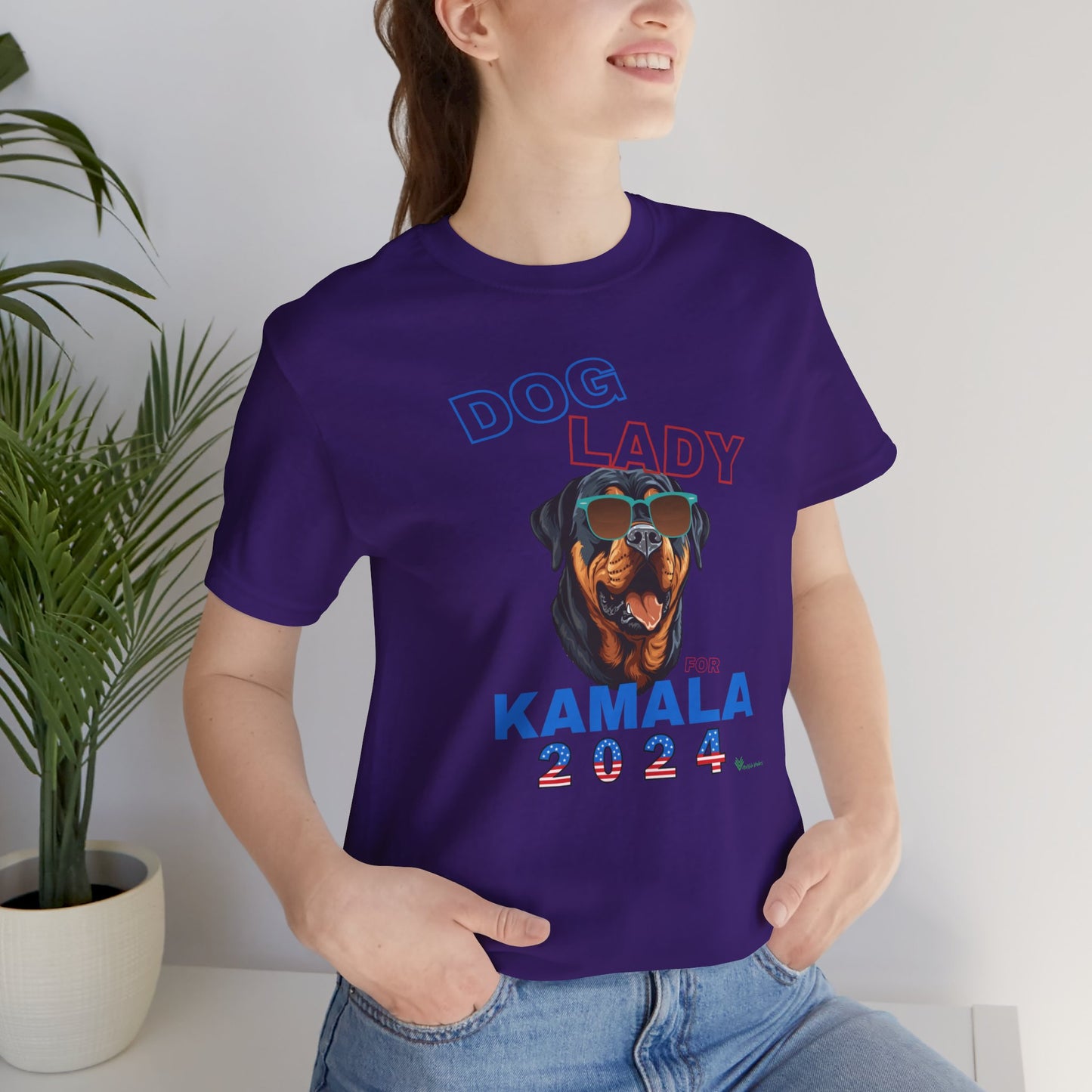 Dog Lady For Kamala Jersey Tee- Rottie, Double-Sided Design