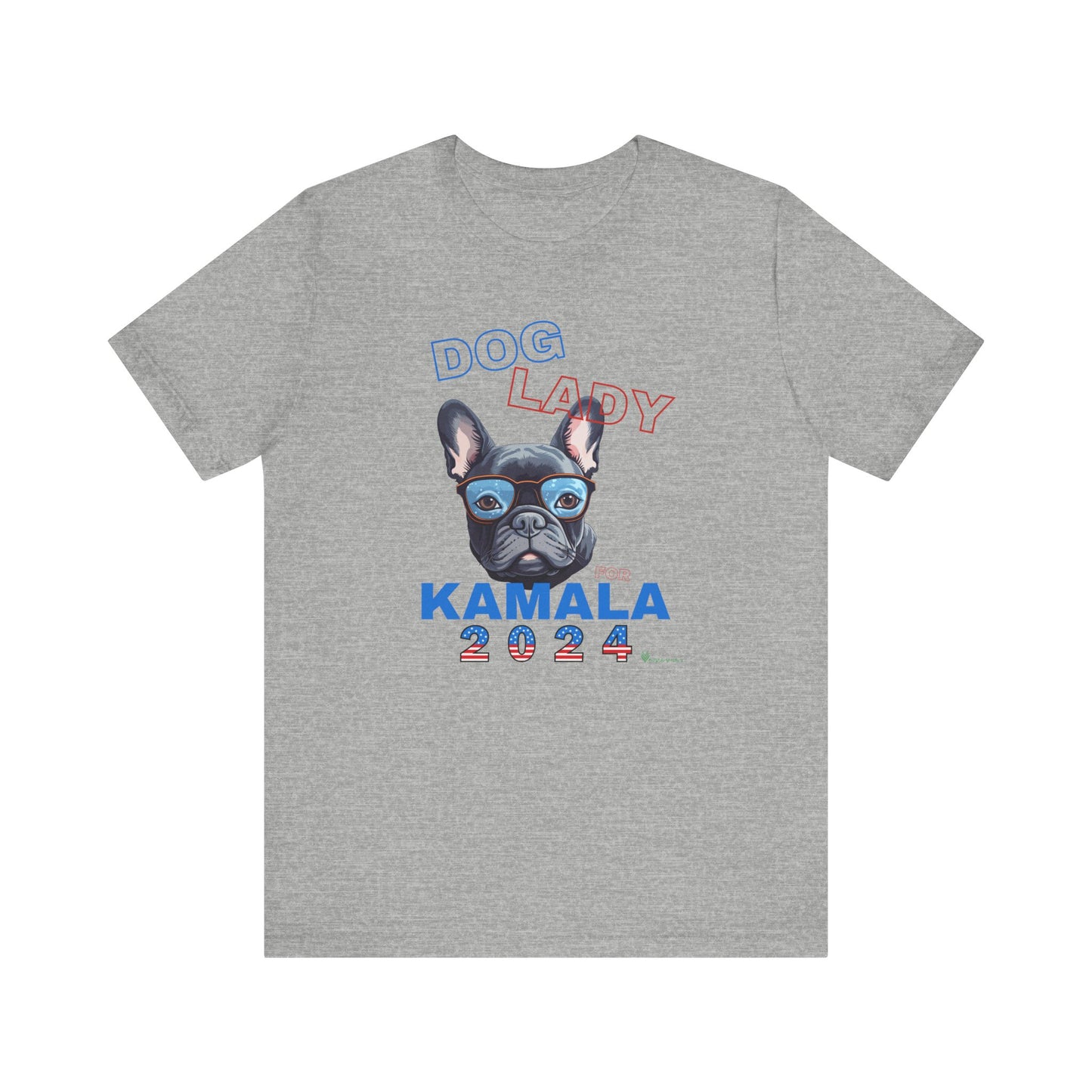 Dog Lady For Kamala Jersey Tee- Frenchie, Double-Sided Design